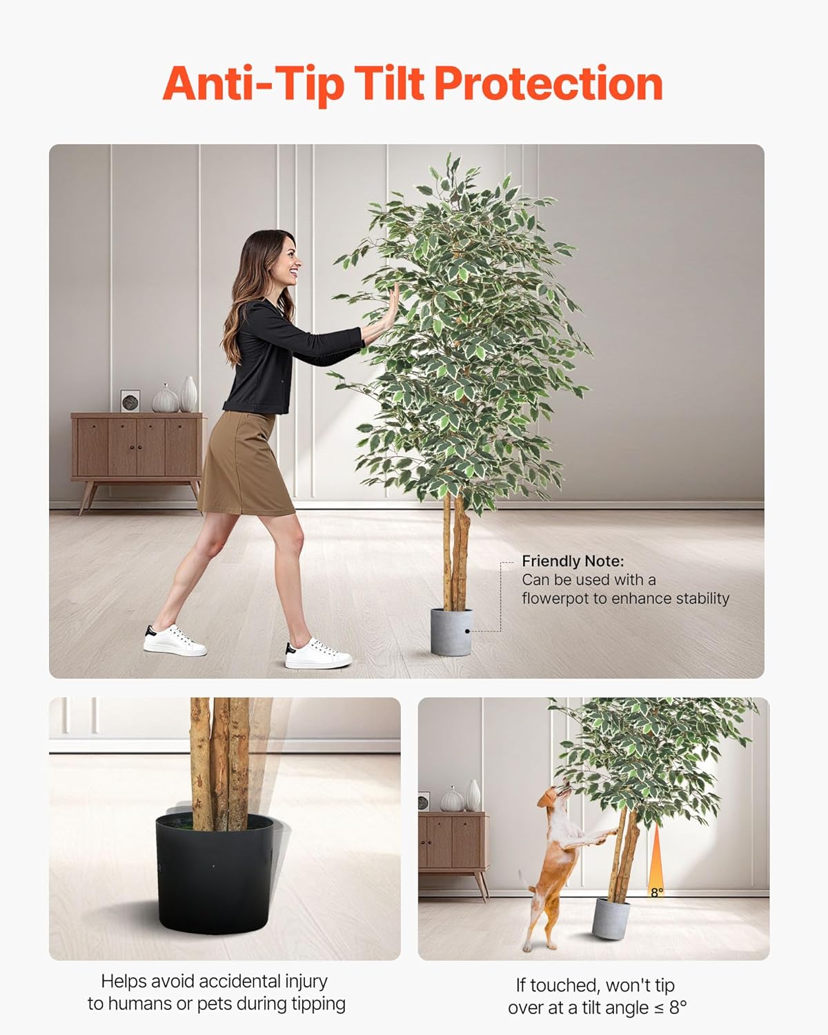 VEVOR 6FT Artificial Ficus Tree with Black Pot