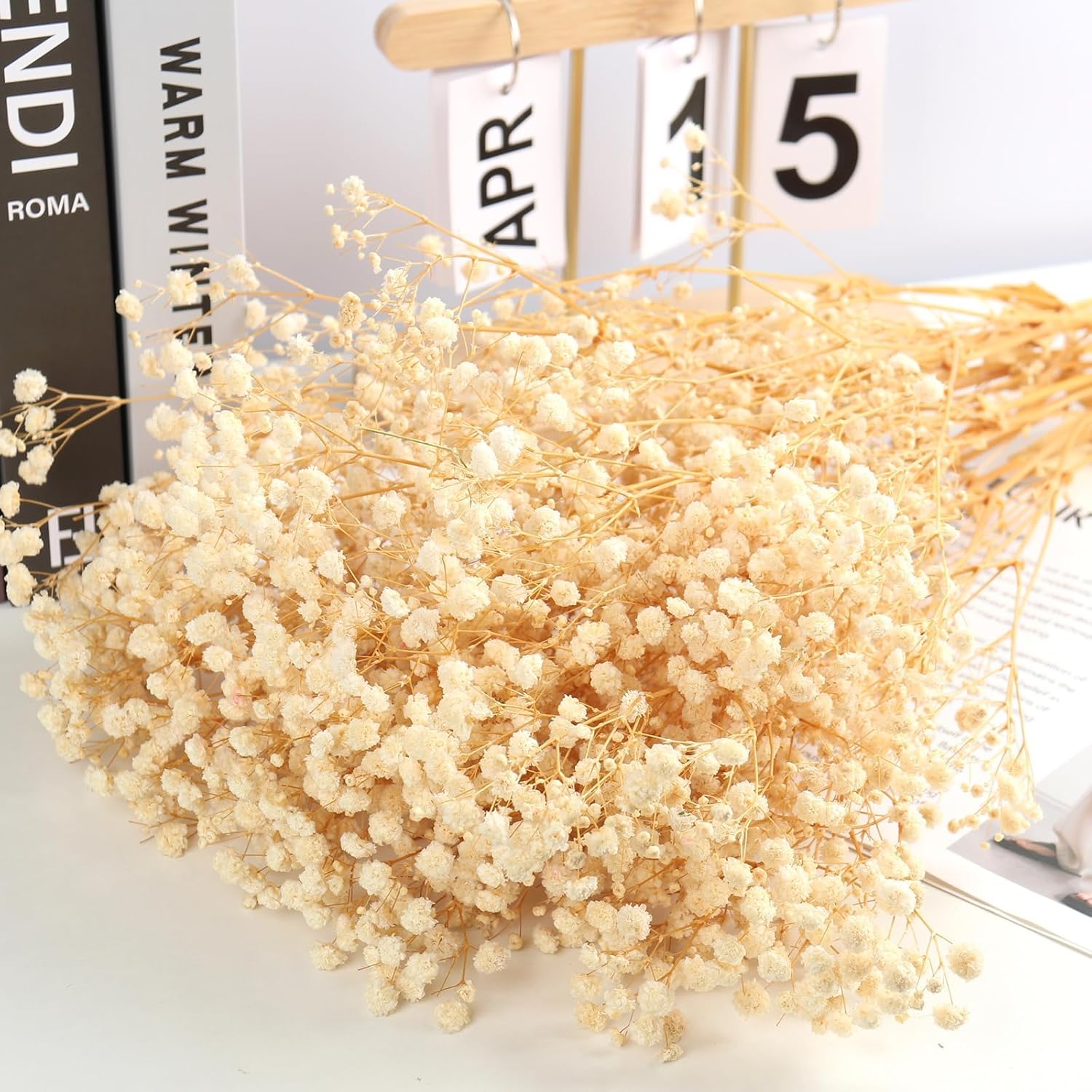 MIHUAGE Dried Flowers Bundles White Babys Breath Gypsophila Wedding Decor