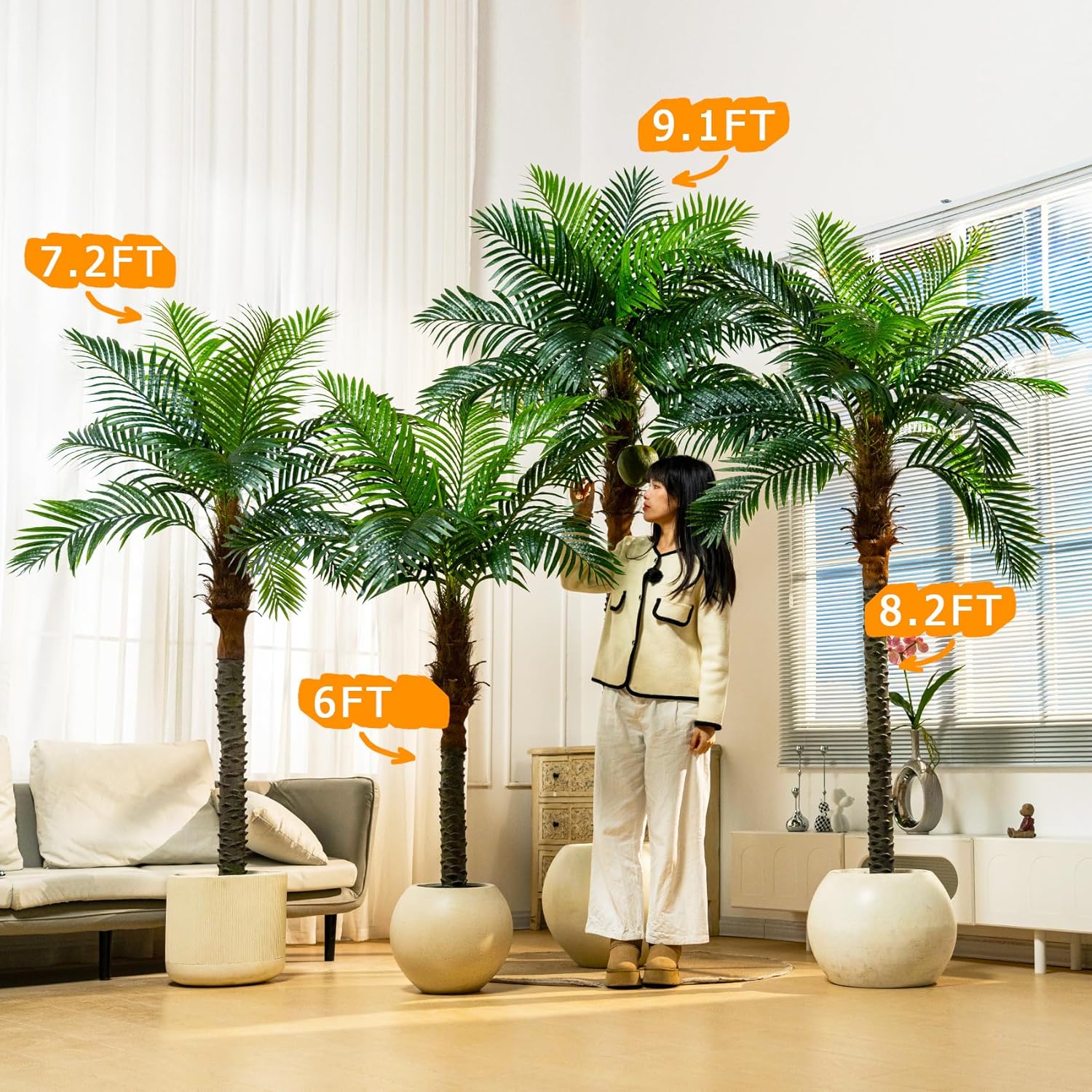 Erimda 82FT Artificial Phoenix Palm Tree with Coconut Fruit