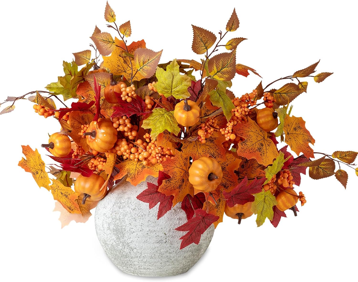 Mizii Autumn Decorations 6Pcs Maple Leaf Pumpkin Branch