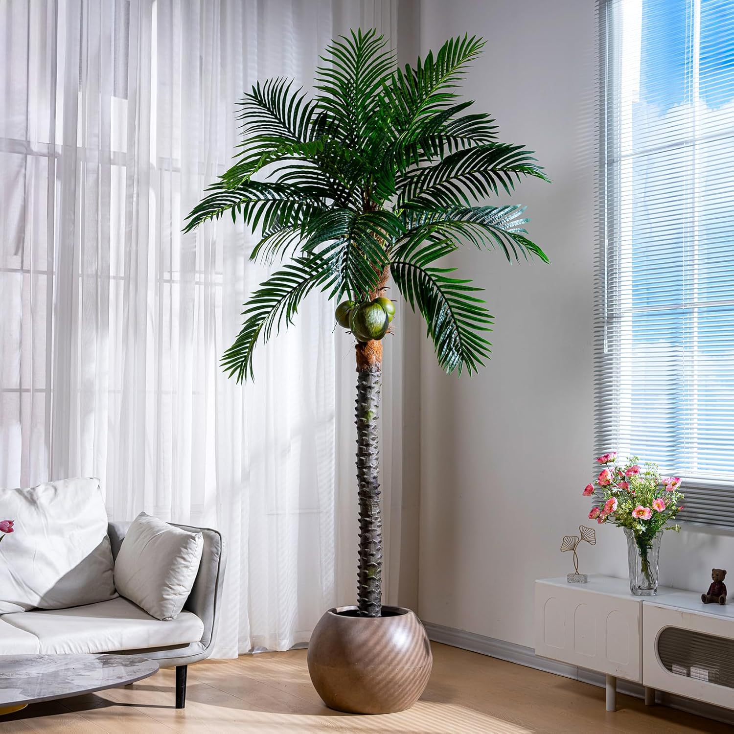 Erimda 82FT Artificial Phoenix Palm Tree with Coconut Fruit