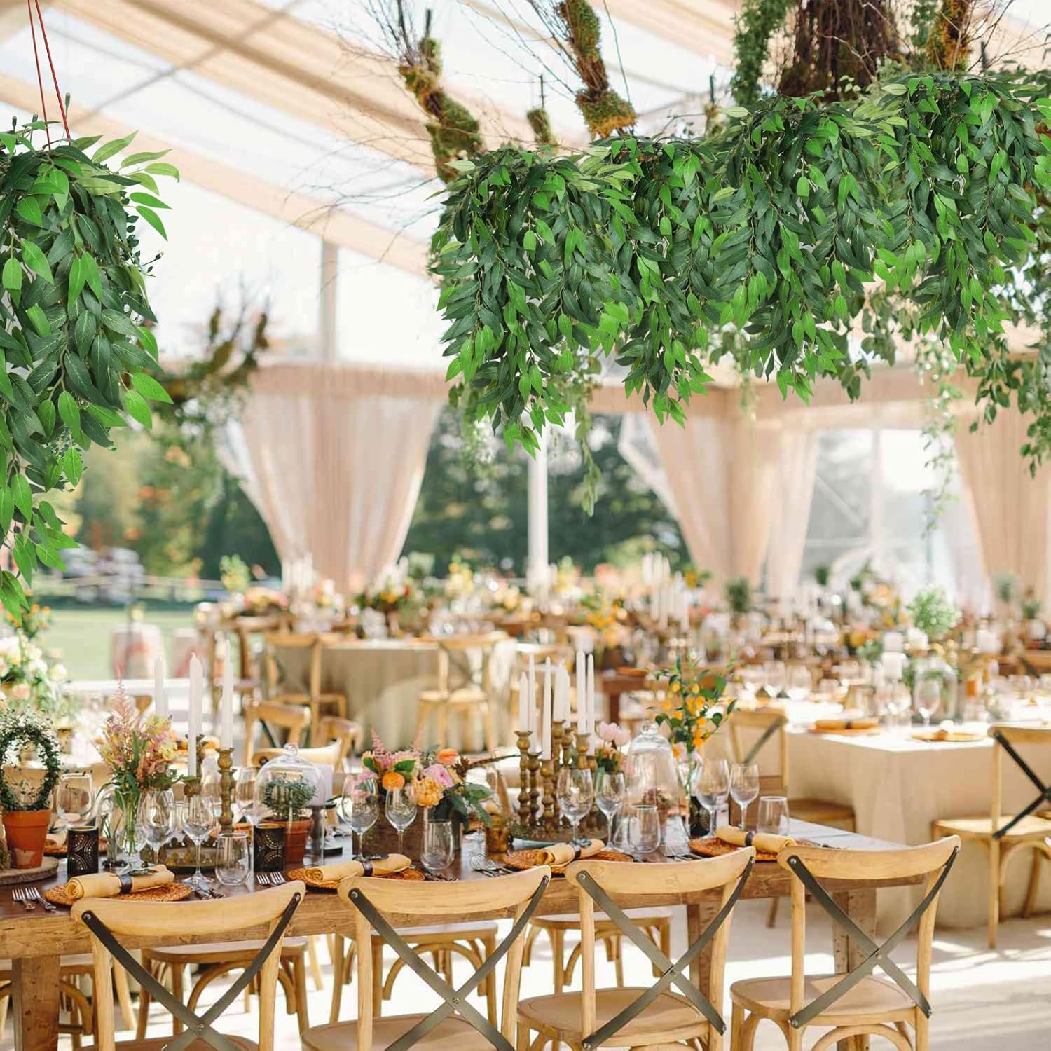 Artificial Hanging Willow Leaves Vine Twigs 2PC Decorations