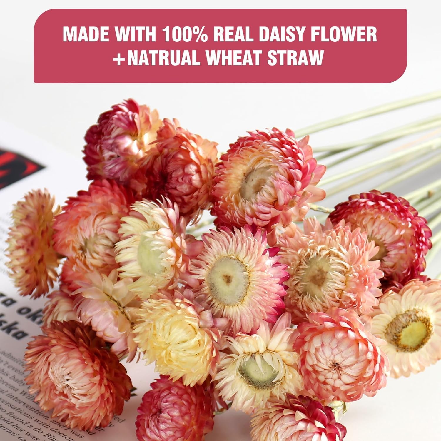 MIHUAGE Dried Flower Bouquet 40PCS Light Purple Chrysanthemum