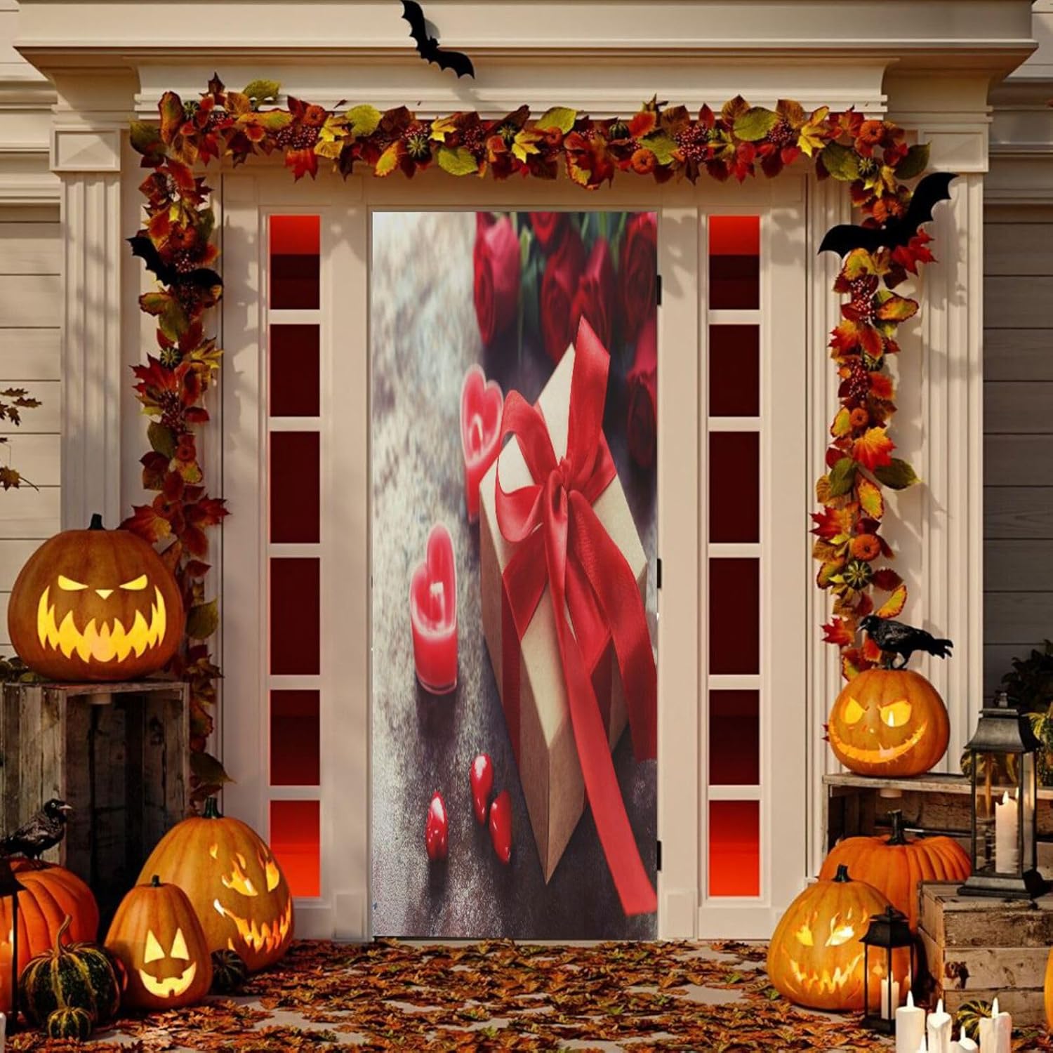 Susiyo Red Door Cover Stretchy Festive Decor 35x79 Inch