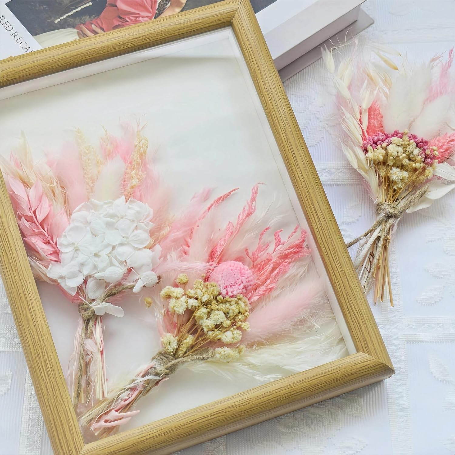 Cenyn 6 Pack Pink Boho Dried Flower Bouquets