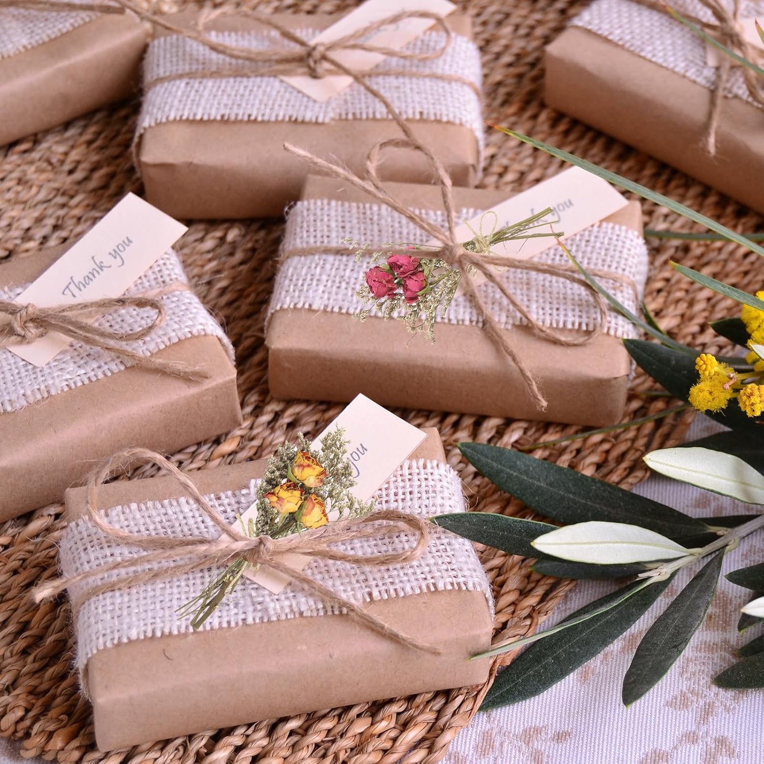 PATIKIL Mini Dried Flower Bouquet Pink Boho Decor