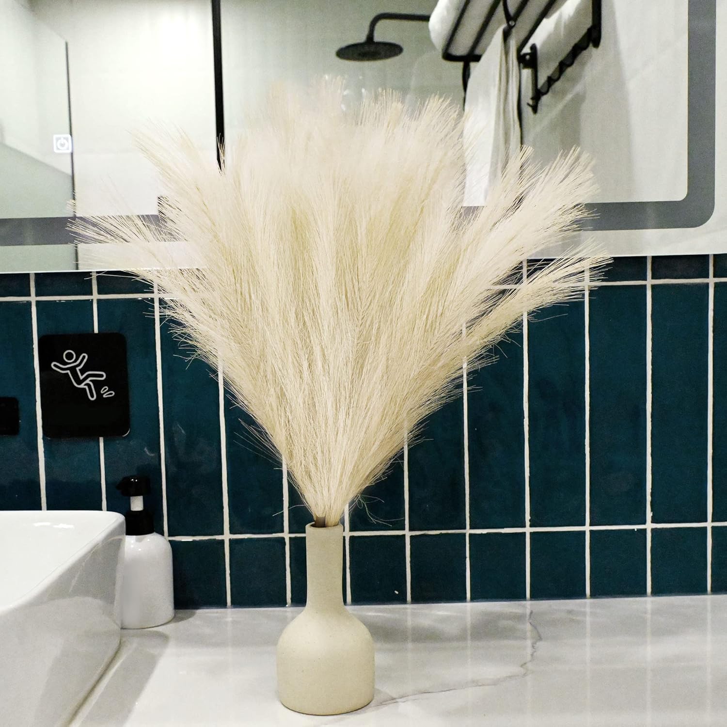 6PCS Faux Pampas Grass Arrangement Beige