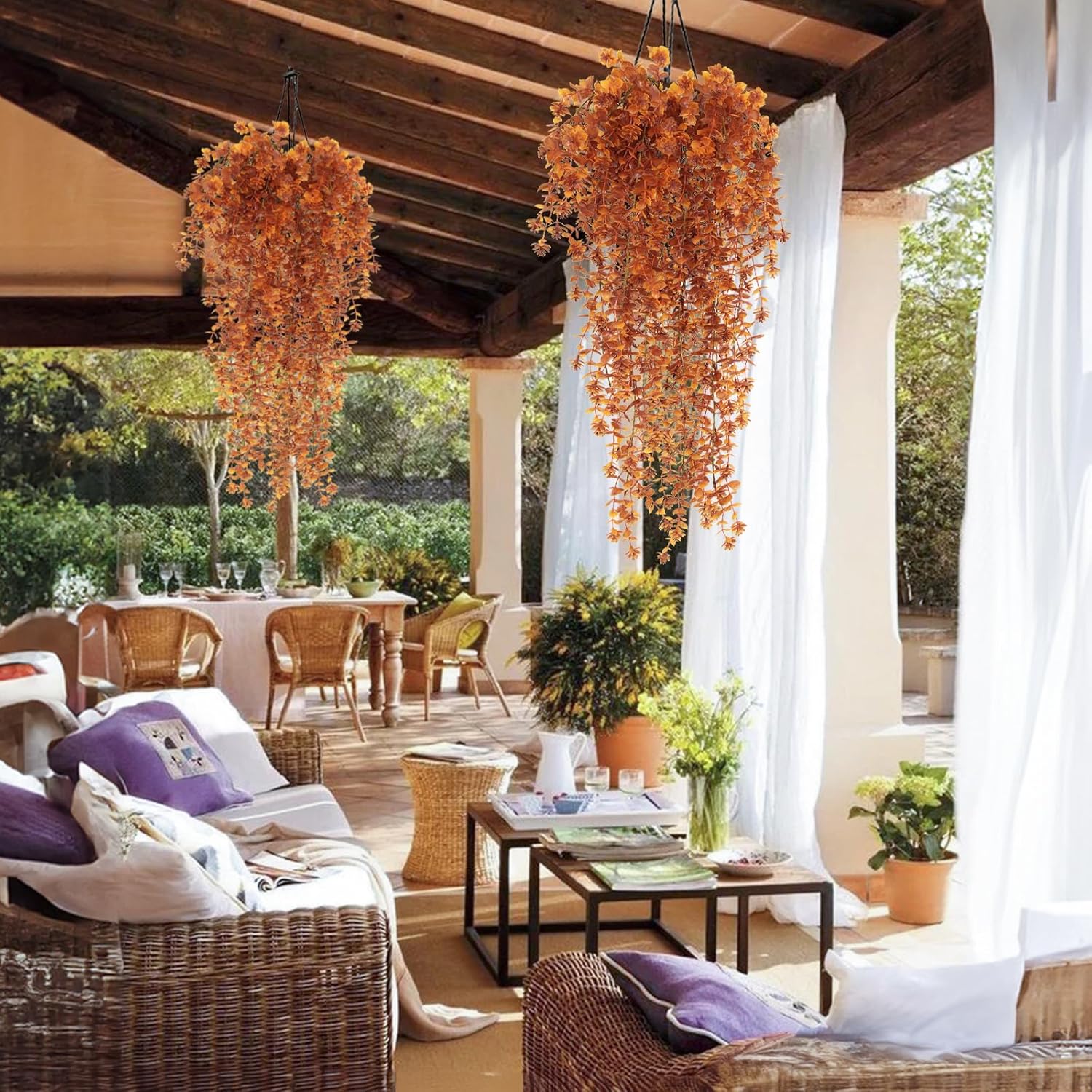 Fall Flower Artificial Hanging Plants Set of 3