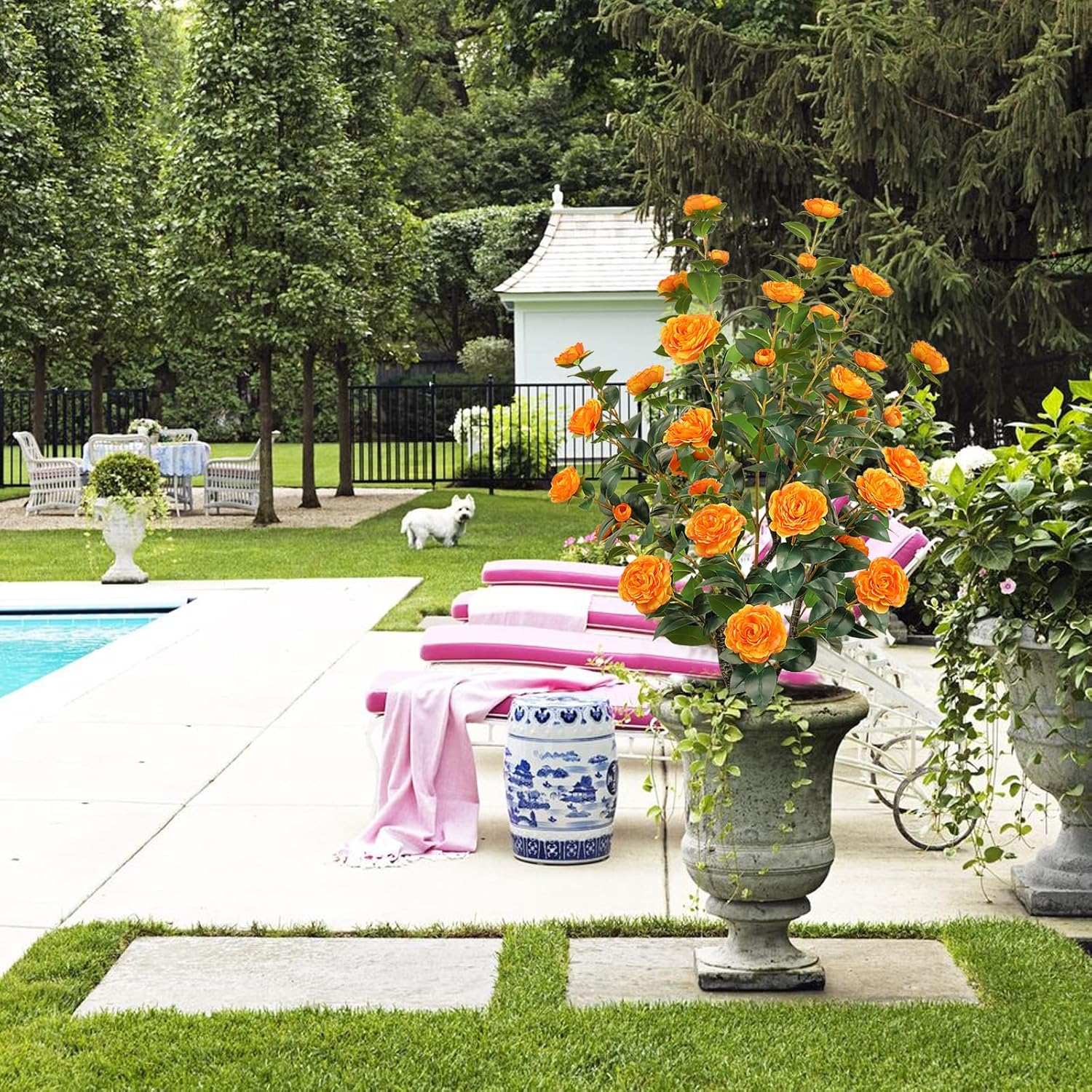 433 Inch Artificial Camellia Tree with Flowers