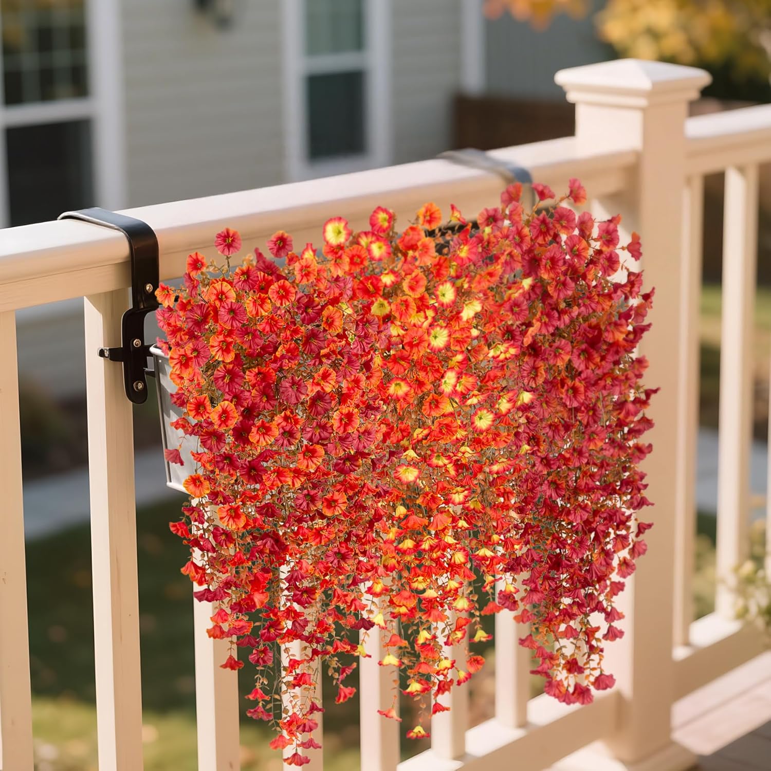 Artificial Fall Hanging Flowers 2pcs Orange Red