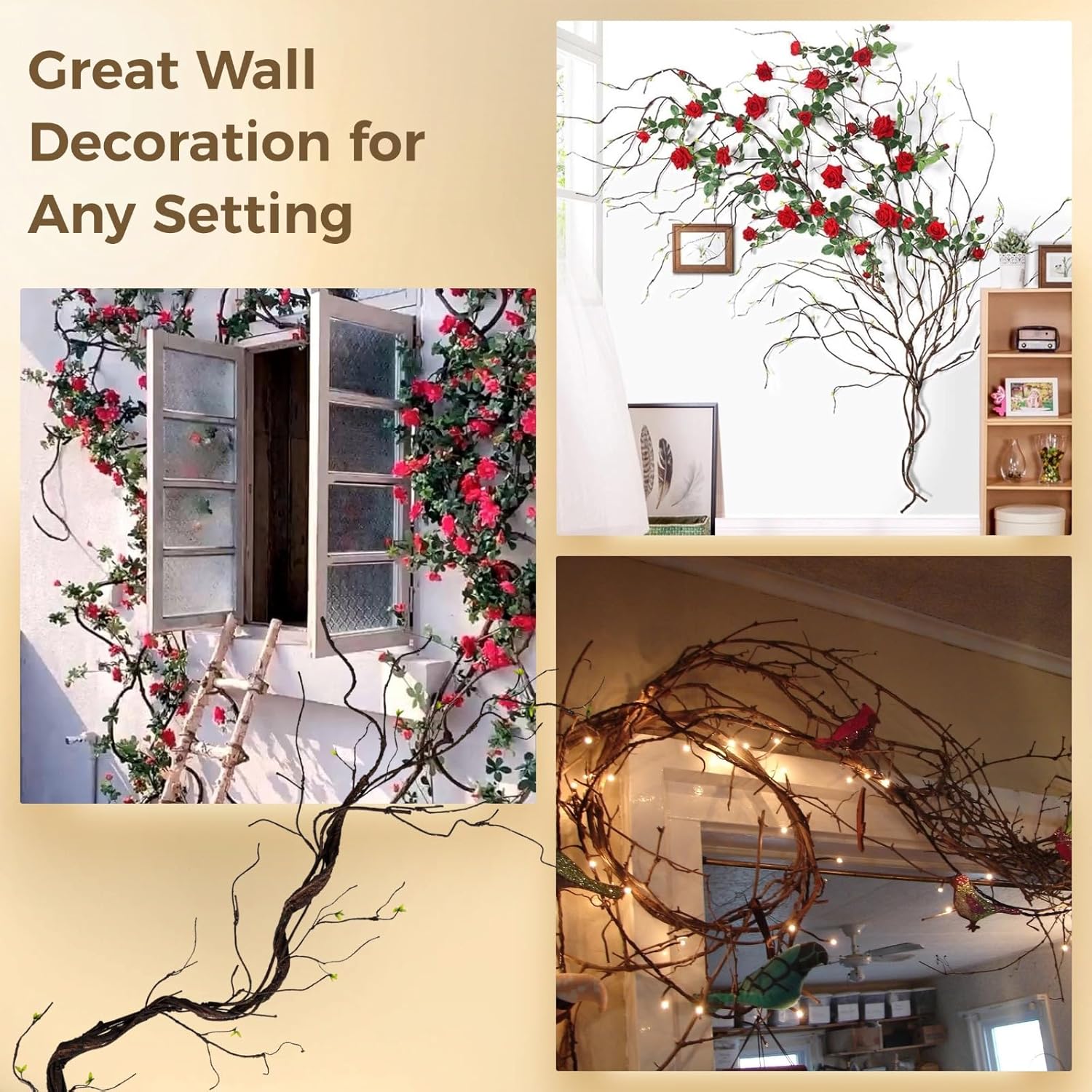 Tideme 67 Inch Artificial Tree Branch Wall Hanging Decor
