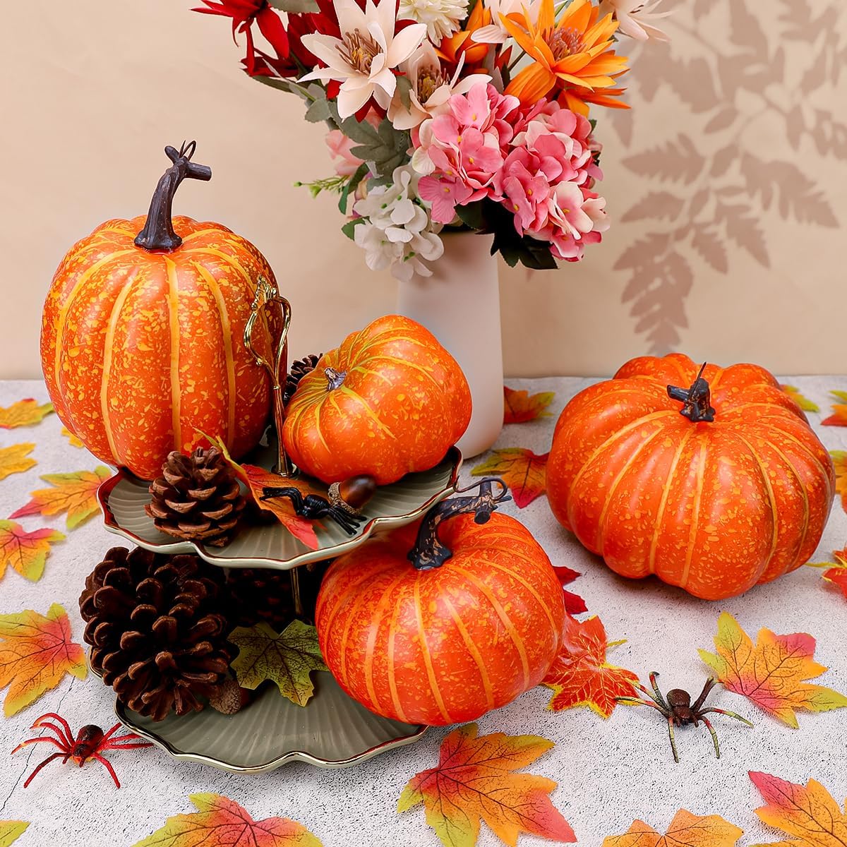 Gresorth 4 PCS Artificial Pumpkin Fall Decoration