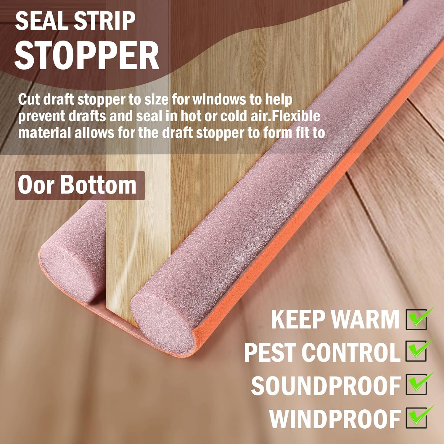 Black Door Draft Blocker 36 Inch Insulation Seal