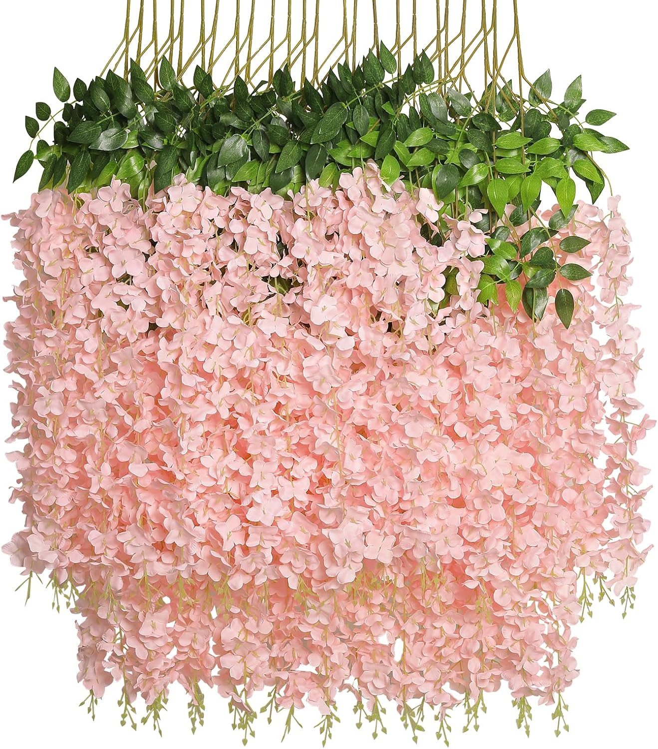 Pauwer Wisteria Hanging Flowers 24 Pack Blush Pink