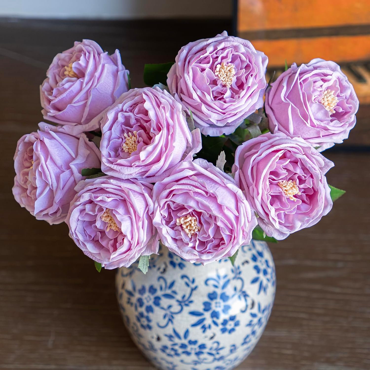 Vivid Pink Roses Peonies Artificial Flowers 4pcs