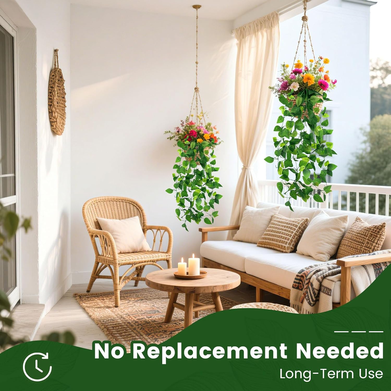 DomeStar 2PCS Fake Hanging Plants Ivy Vines Decor