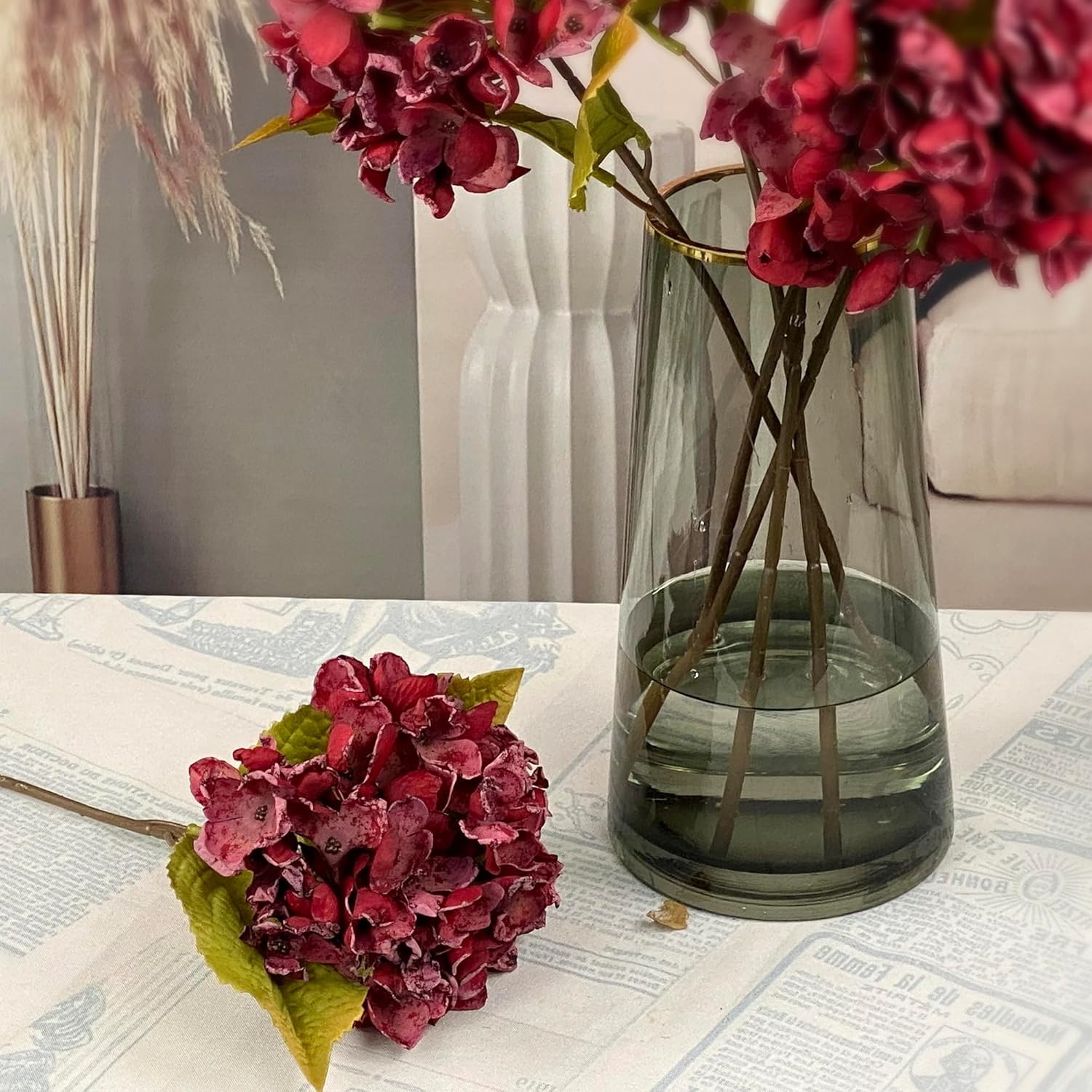 TOPIA Artificial Silk Hydrangea Fall Flowers Bouquet Decorations