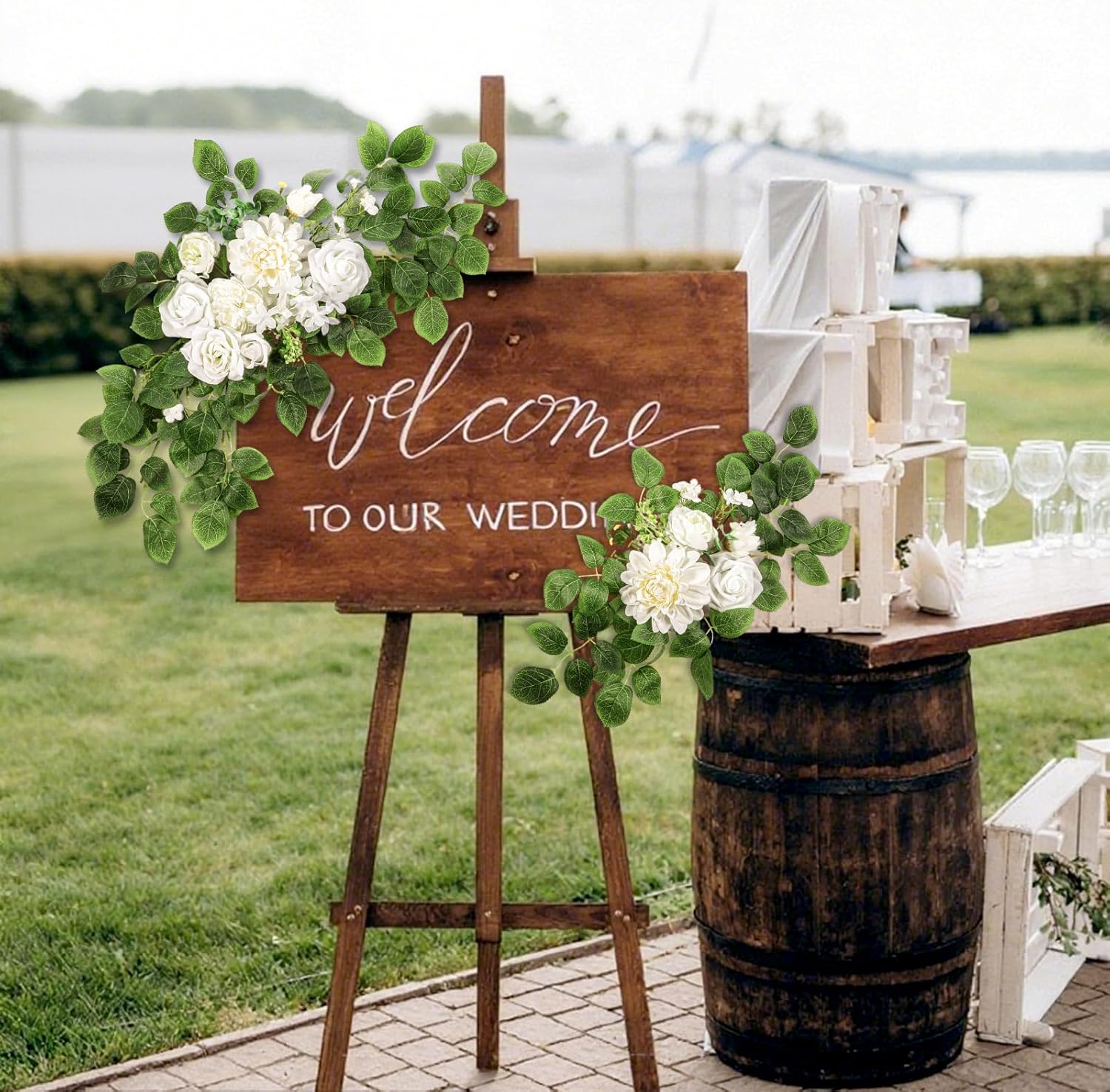 2 Packs Artificial Flower Wedding Arch Set 2820 Inch Swags