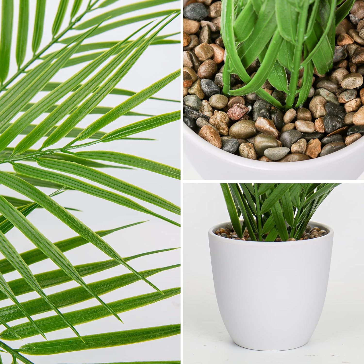 Briful Artificial Palm Plant 15 White Pot Indoor Decor