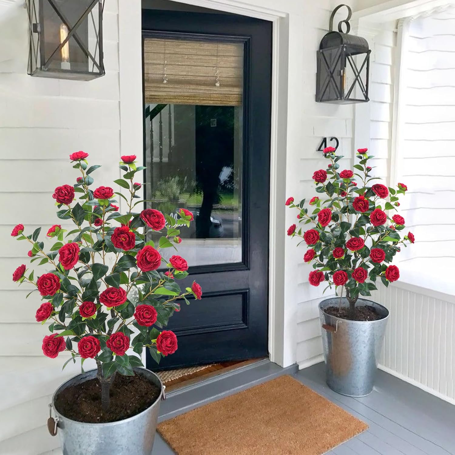 36FT Artificial Camellia Tree with 32 Red Flowers