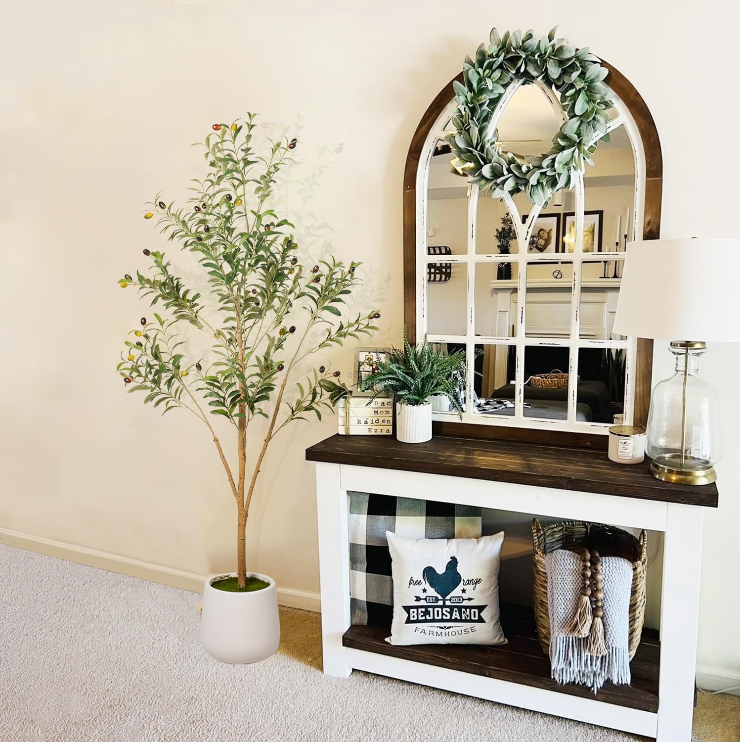 Artificial Olive Tree with White Pot - 5FT Tall Indoor Plant