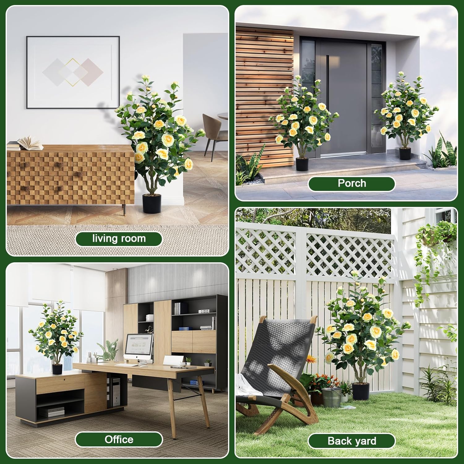 Artificial Camellia Tree 2 Pack 42 Inch Faux Floral Plants