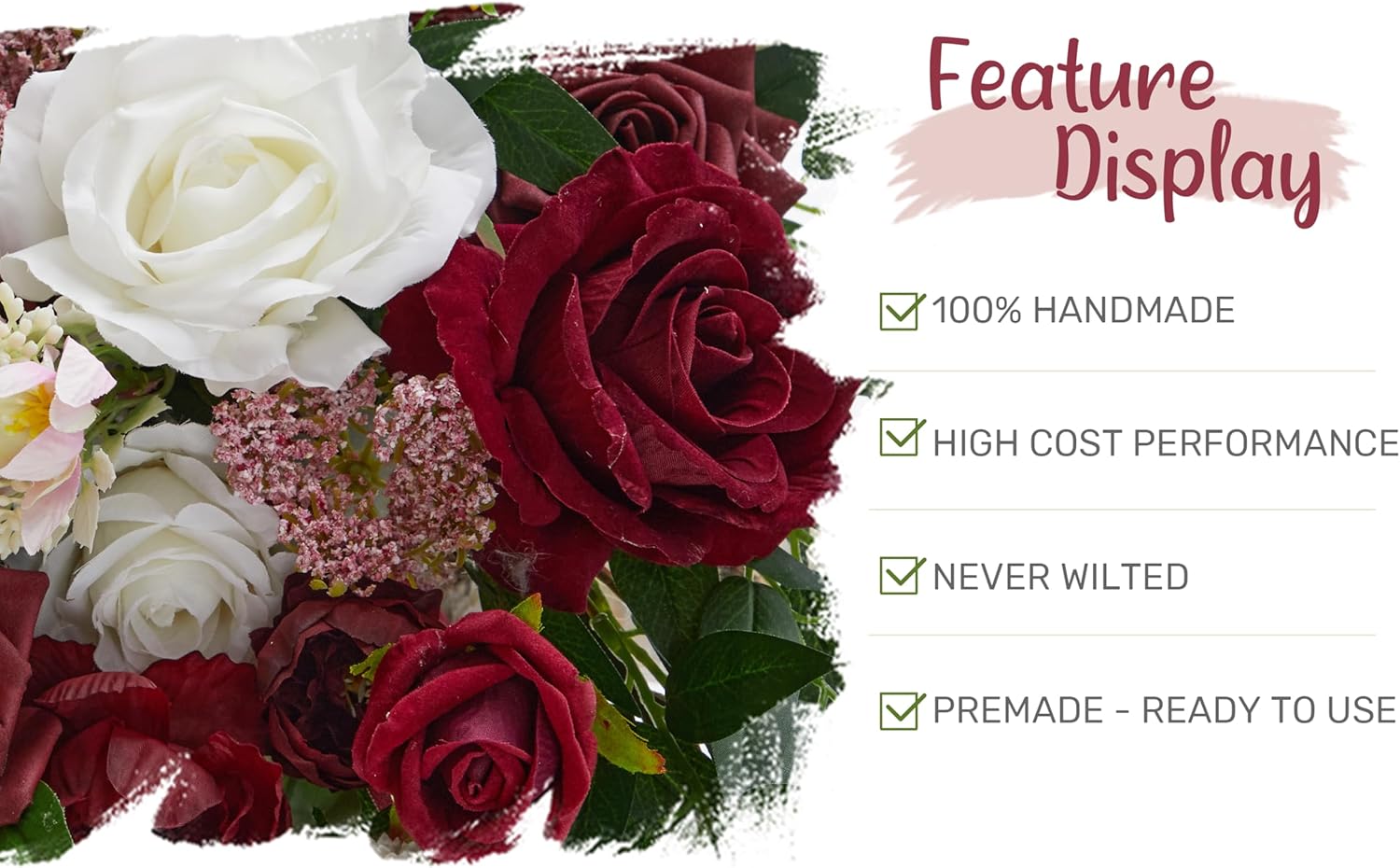 WEDFLOR Wedding Arch Flowers with Drapes Kit - Pack of 4