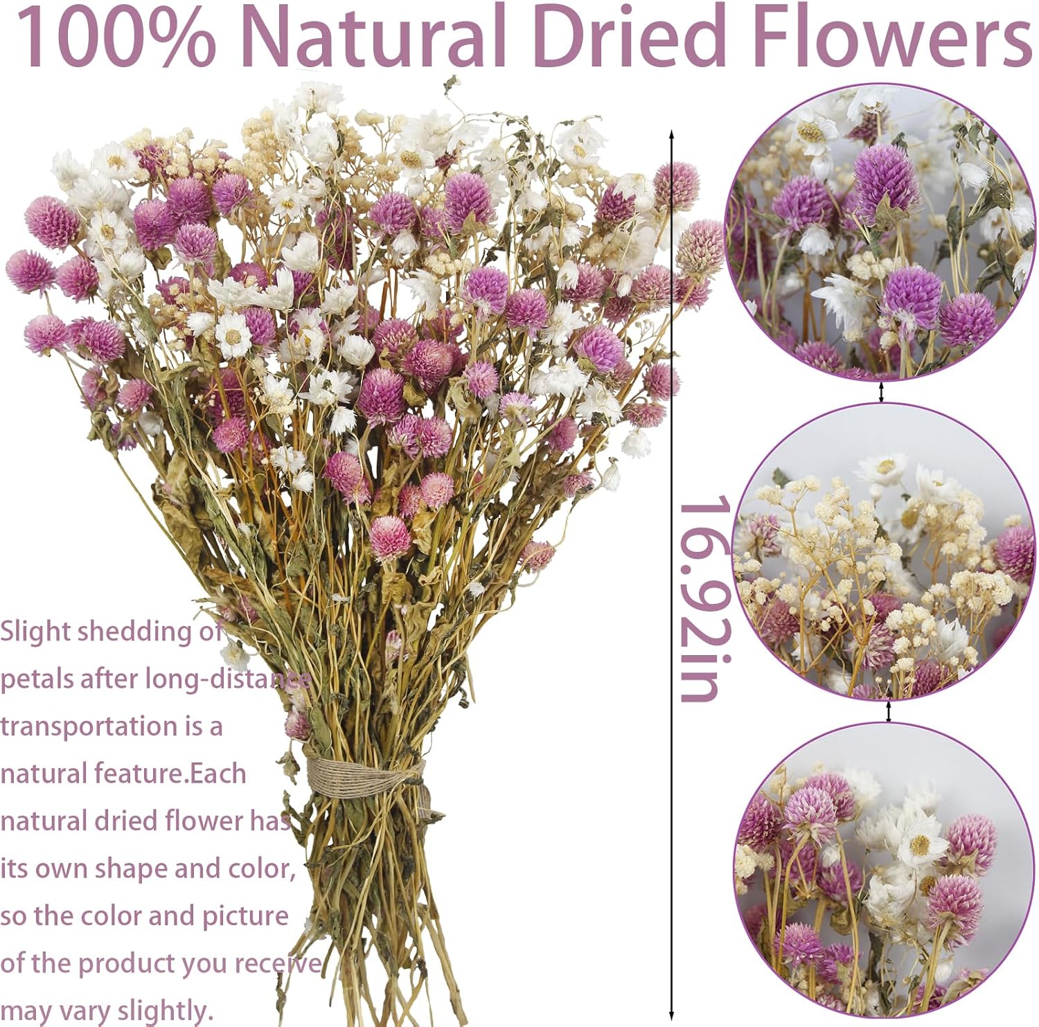Artificial Flower Bouquet Pink Globe Amaranth Dried Flowers