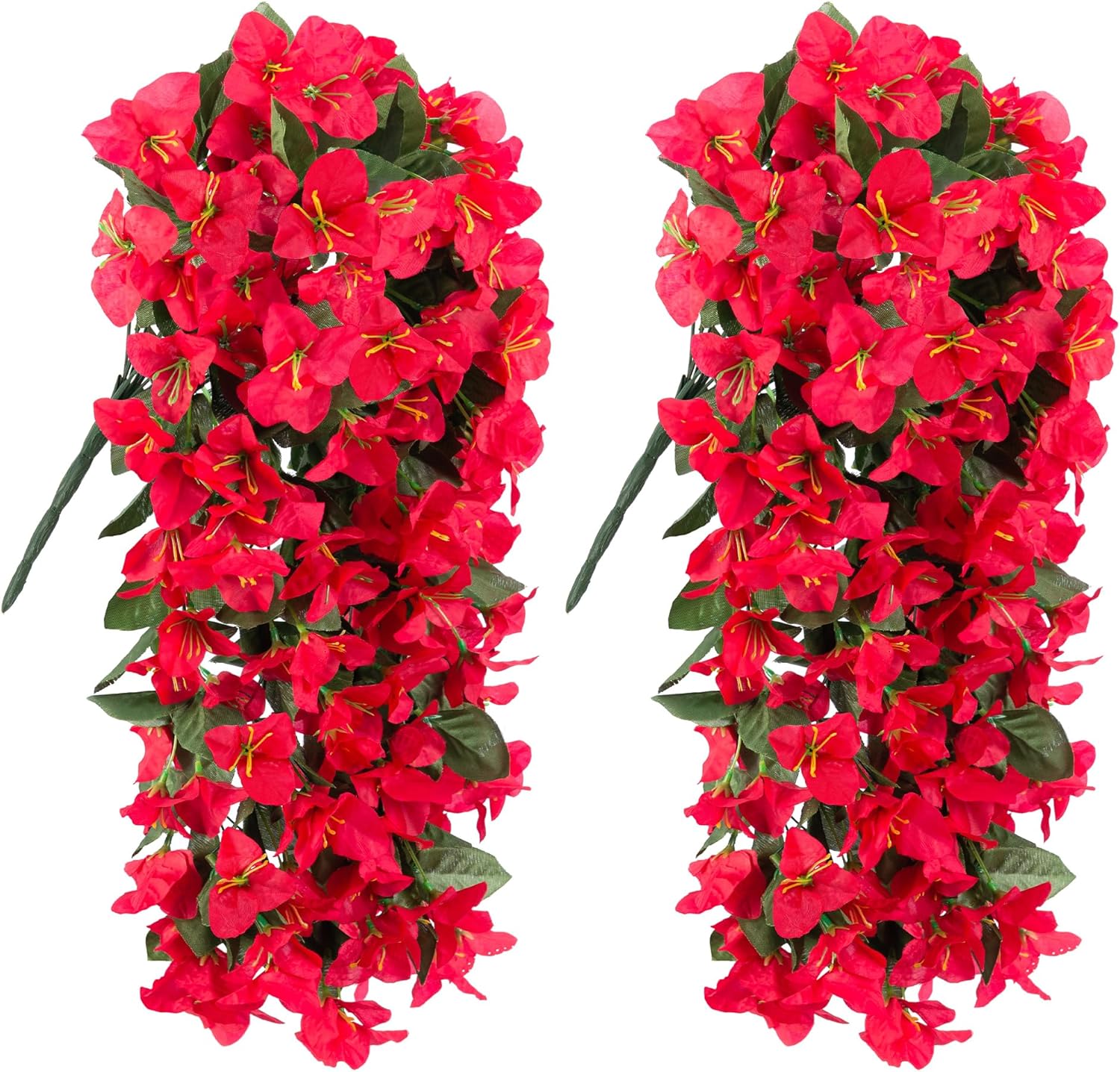 HyeFlora Artificial Bougainvillea Hanging Flowers Red 2pcs