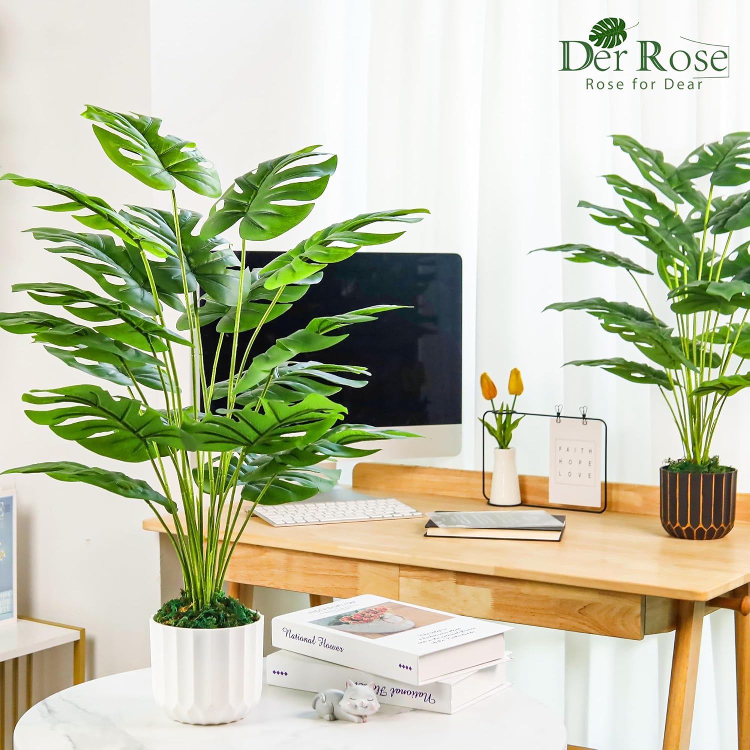 Der Rose 2Packs 28 Artificial Monstera Plants with Pots