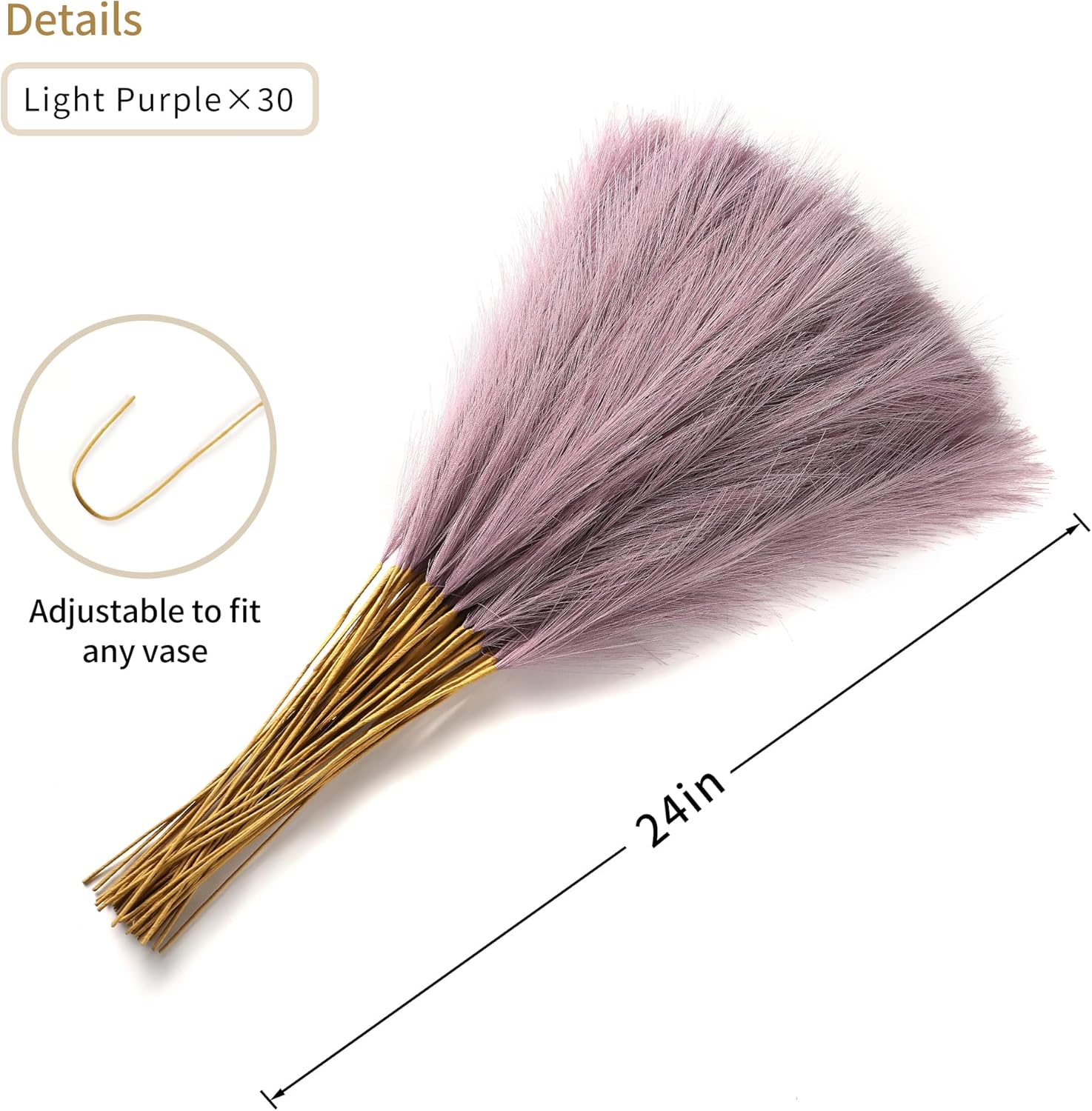 Purple Pampas Grass Decor - 30pcs 24 Inch Artificial Plants