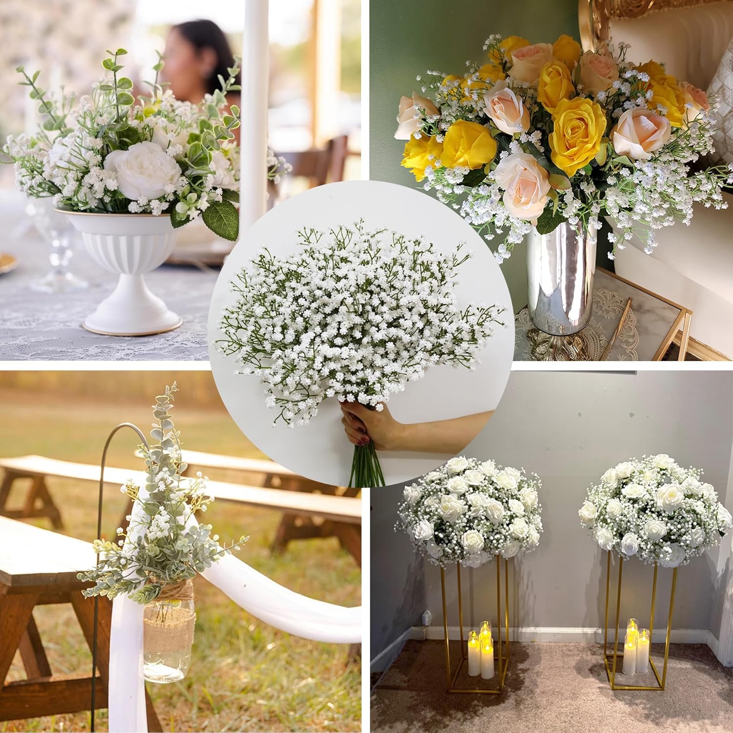 54PCS Long Artificial Babys Breath Flowers for Decorations