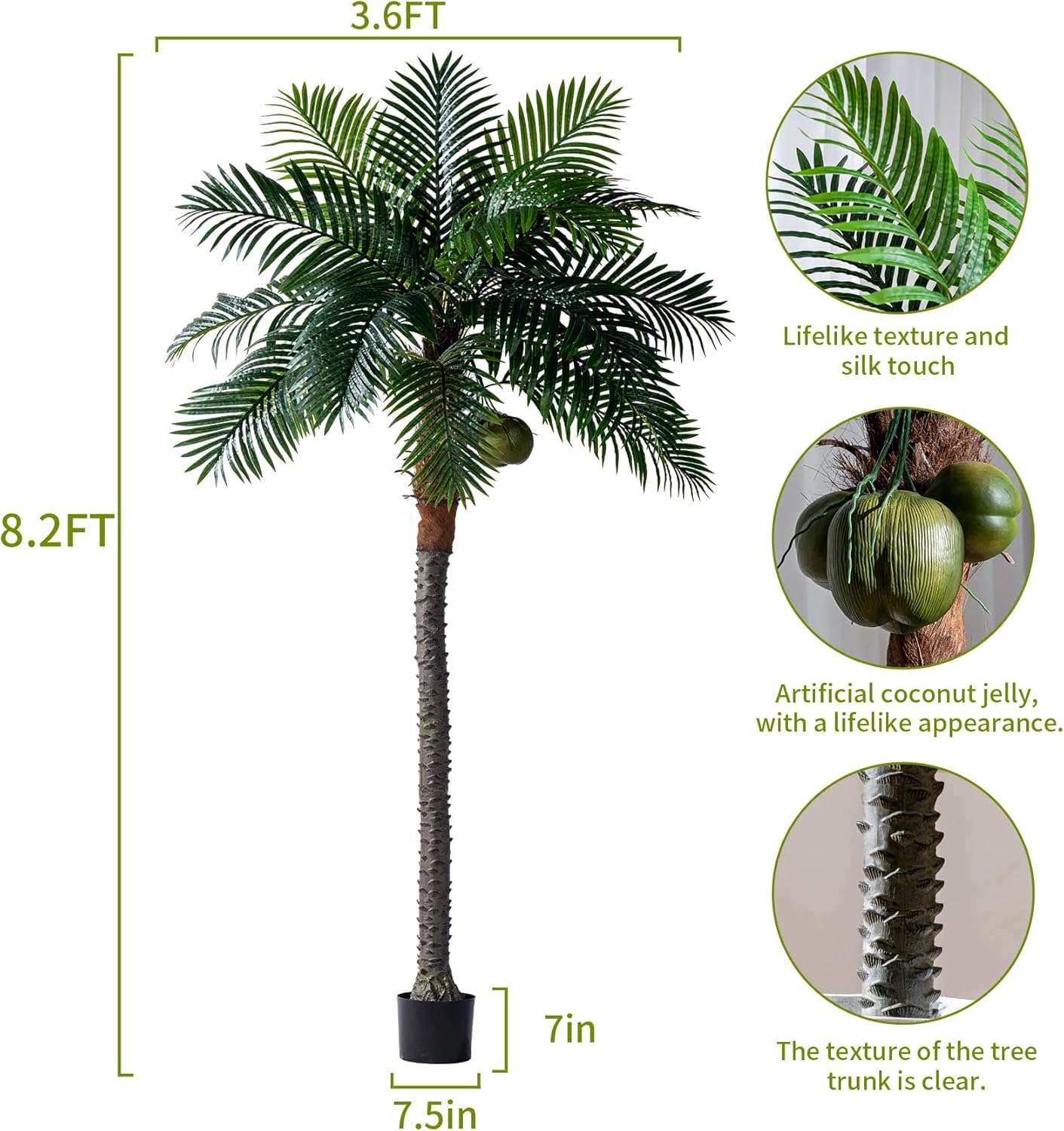 Erimda 82FT Artificial Phoenix Palm Tree with Coconut Fruit