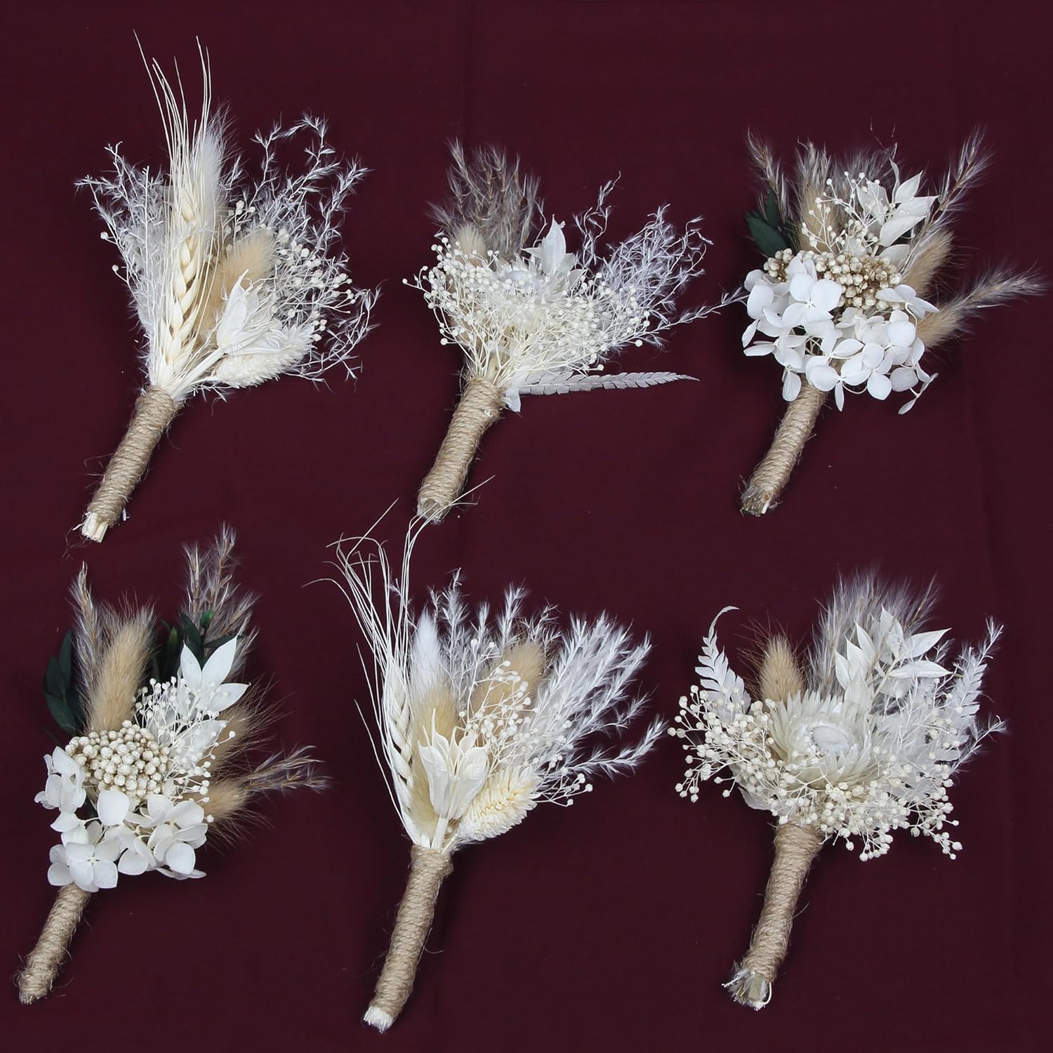 Rinlong Assorted Dried Flower Boutonnieres 6 Pcs