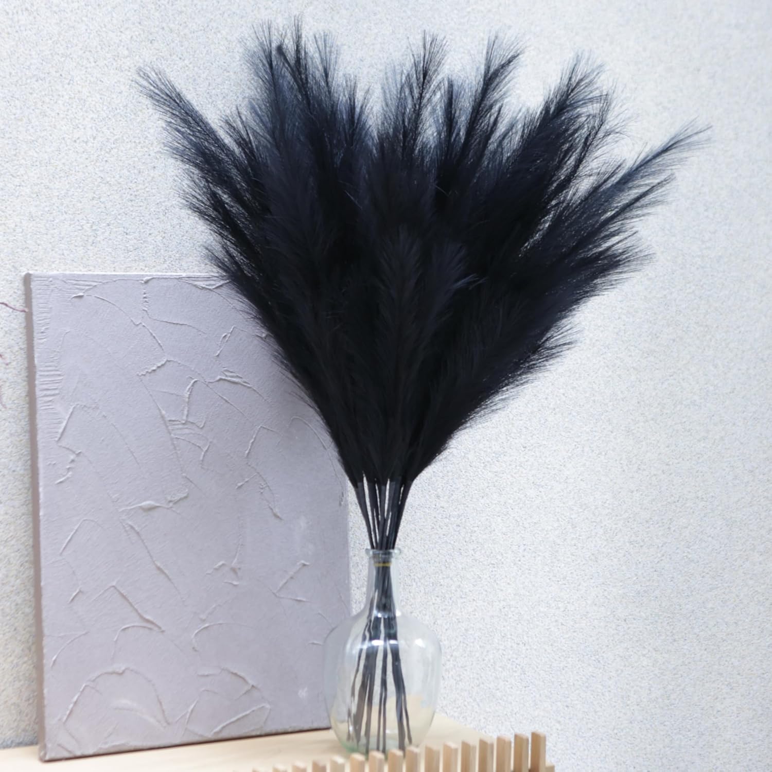QUBITFUL 9PCS Tall Black Pampas Grass Decor