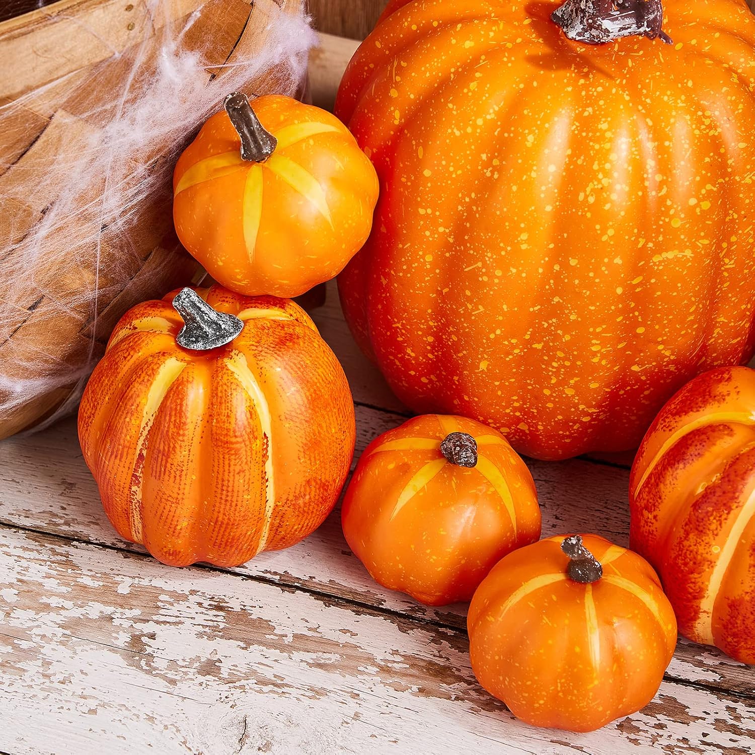 7Pcs Artificial Pumpkins Halloween Decoration Set