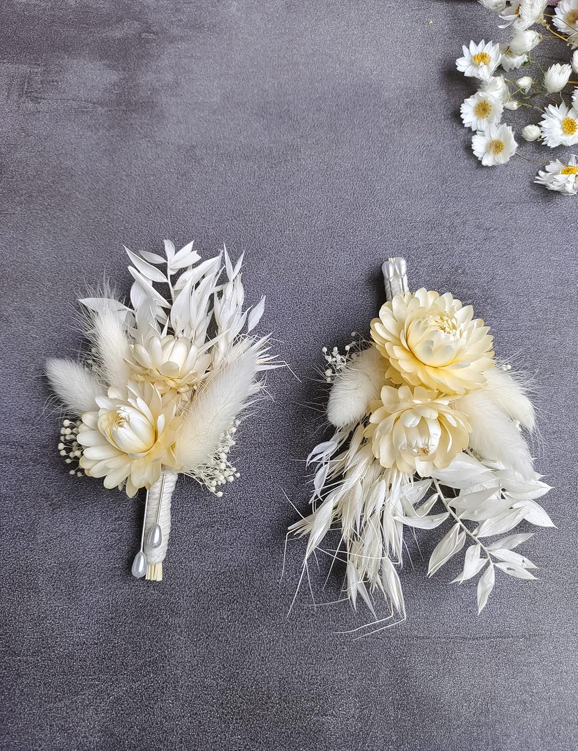 Dried Flowers Boutonniere Wedding 2 Piece Set for Groomsmen