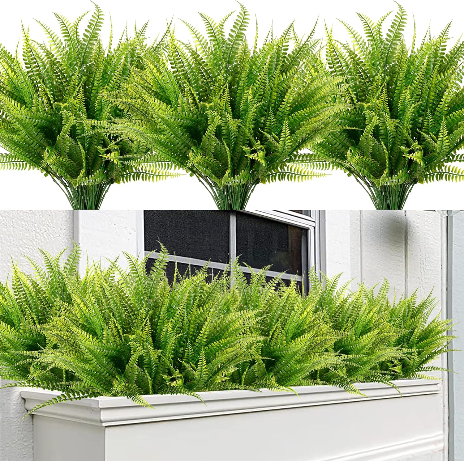 Sggvecsy 12 Bundles Artificial Boston Fern Plants Green Decor