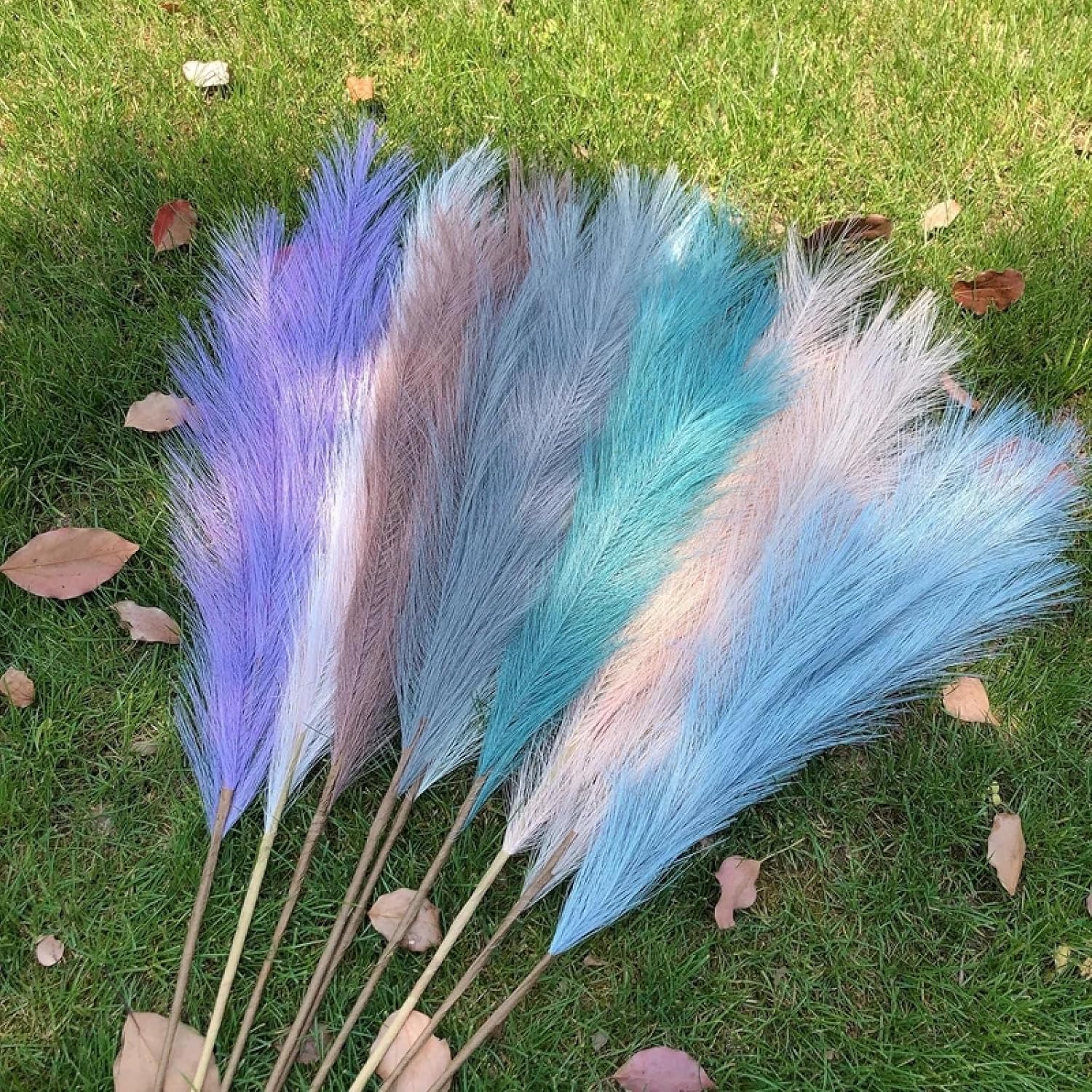Artificial Pampas Grass Bouquet 2Pcs for Home Wedding Decor