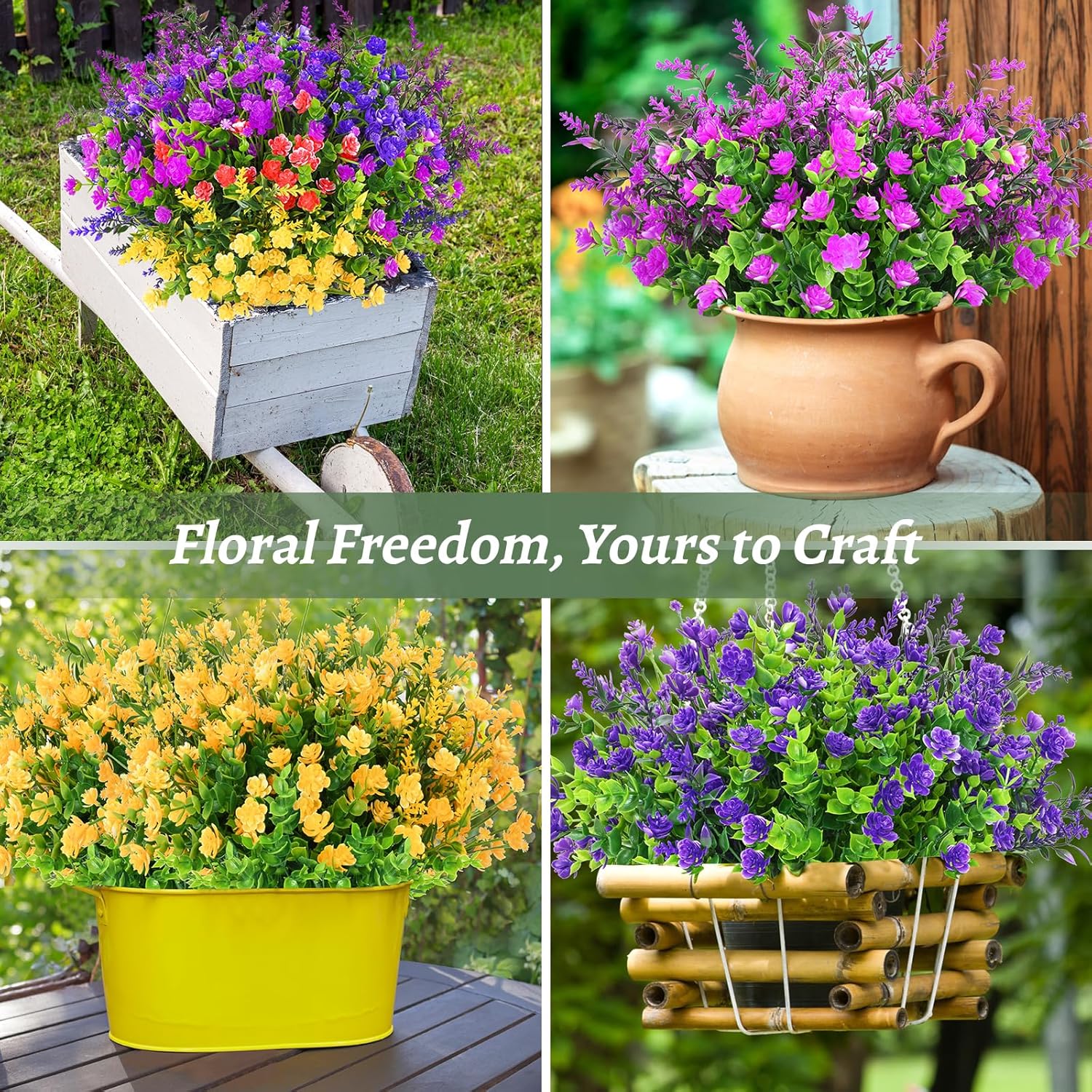 Yastouay 27 Bundle Artificial Flowers for Outdoor Decoration