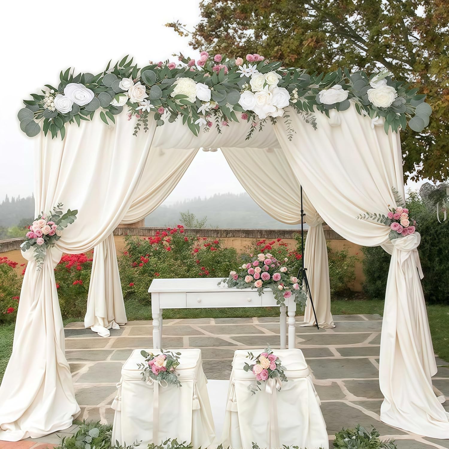 Flower Garland Wedding Backdrop Decor 6 Ft Eucalyptus Rose