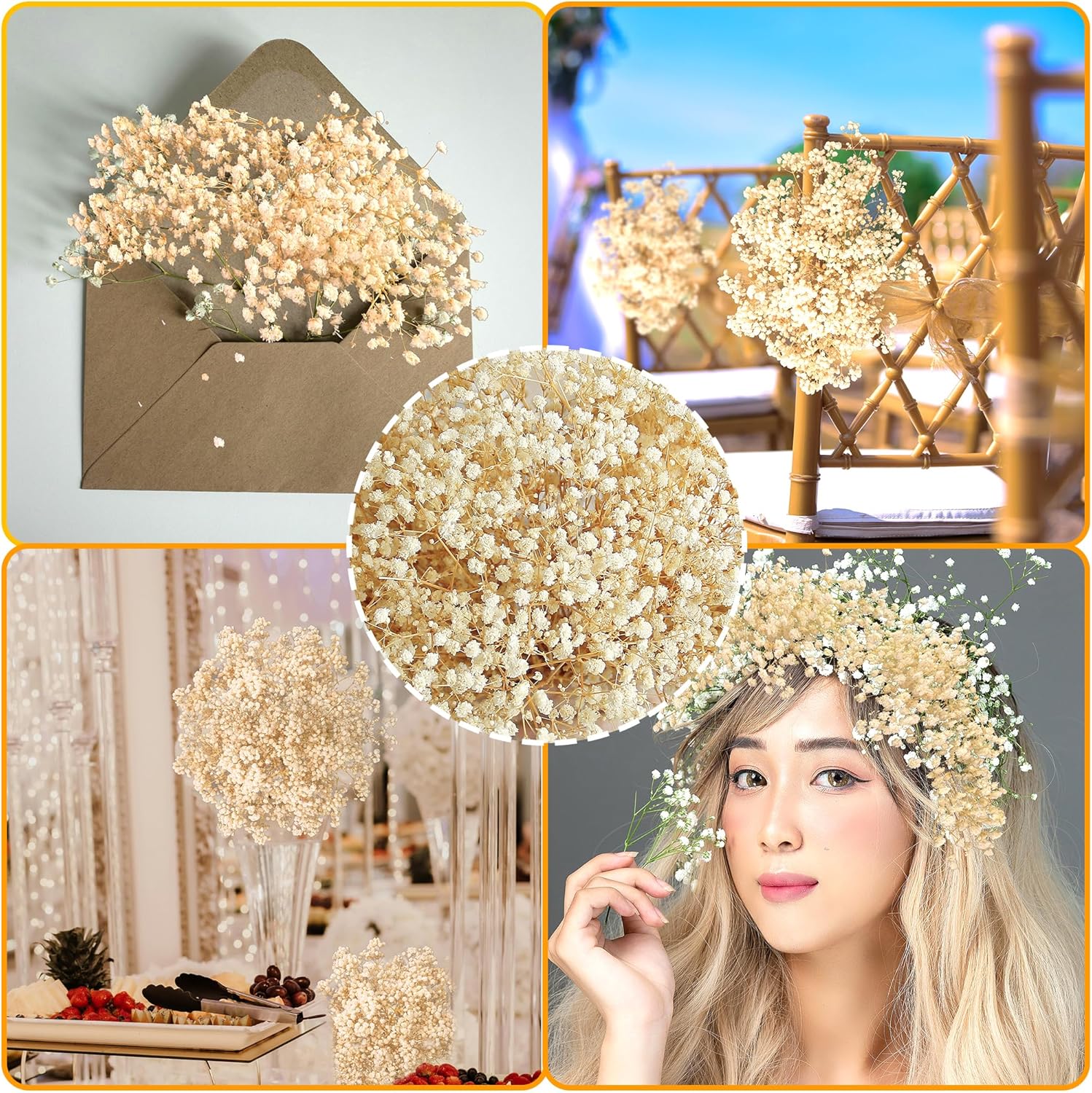 3500 Ivory White Flowers Bulk Pack - Artificial Babys Breath and Wildflowers