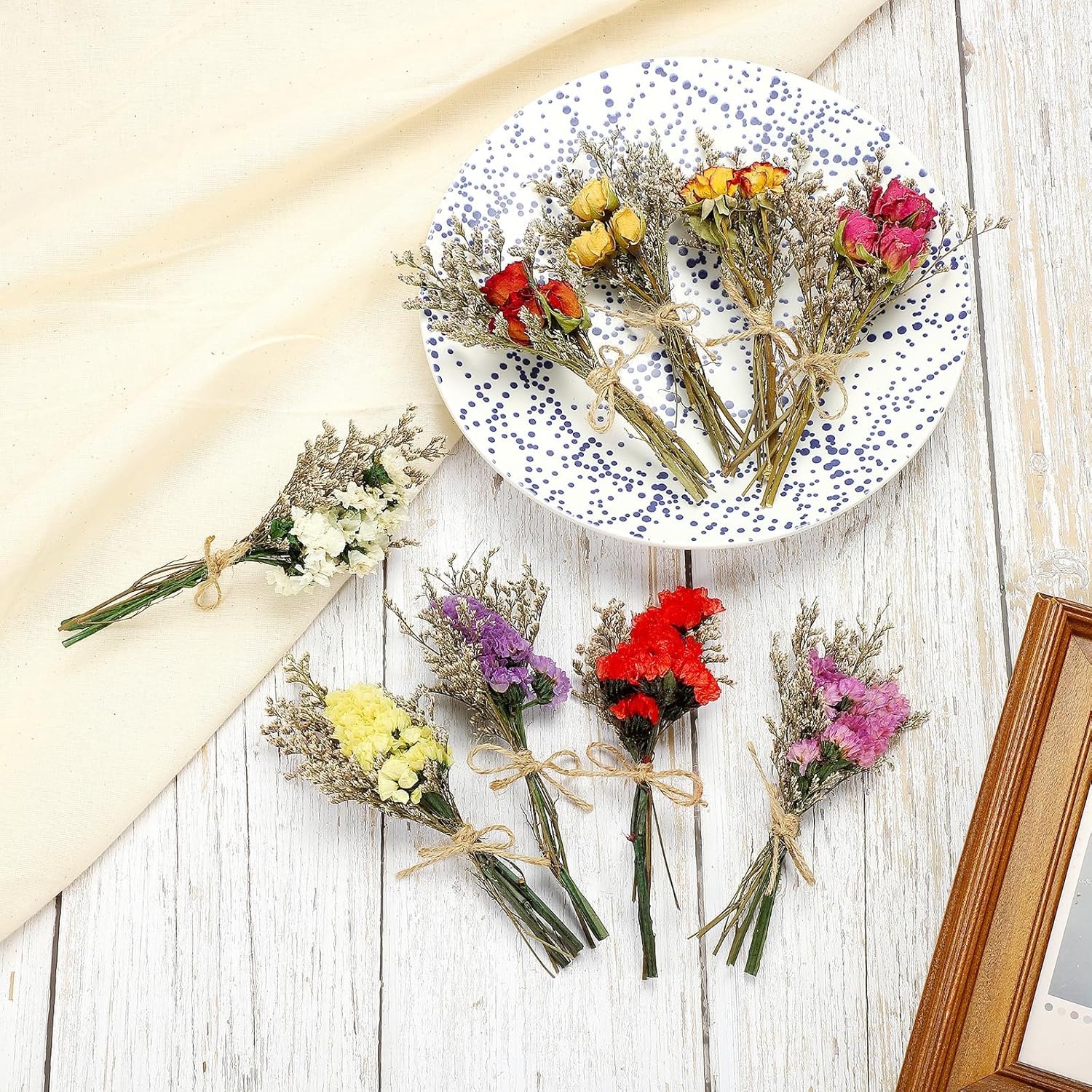 PATIKIL Mini Dried Flower Bouquet Pink Boho Decor