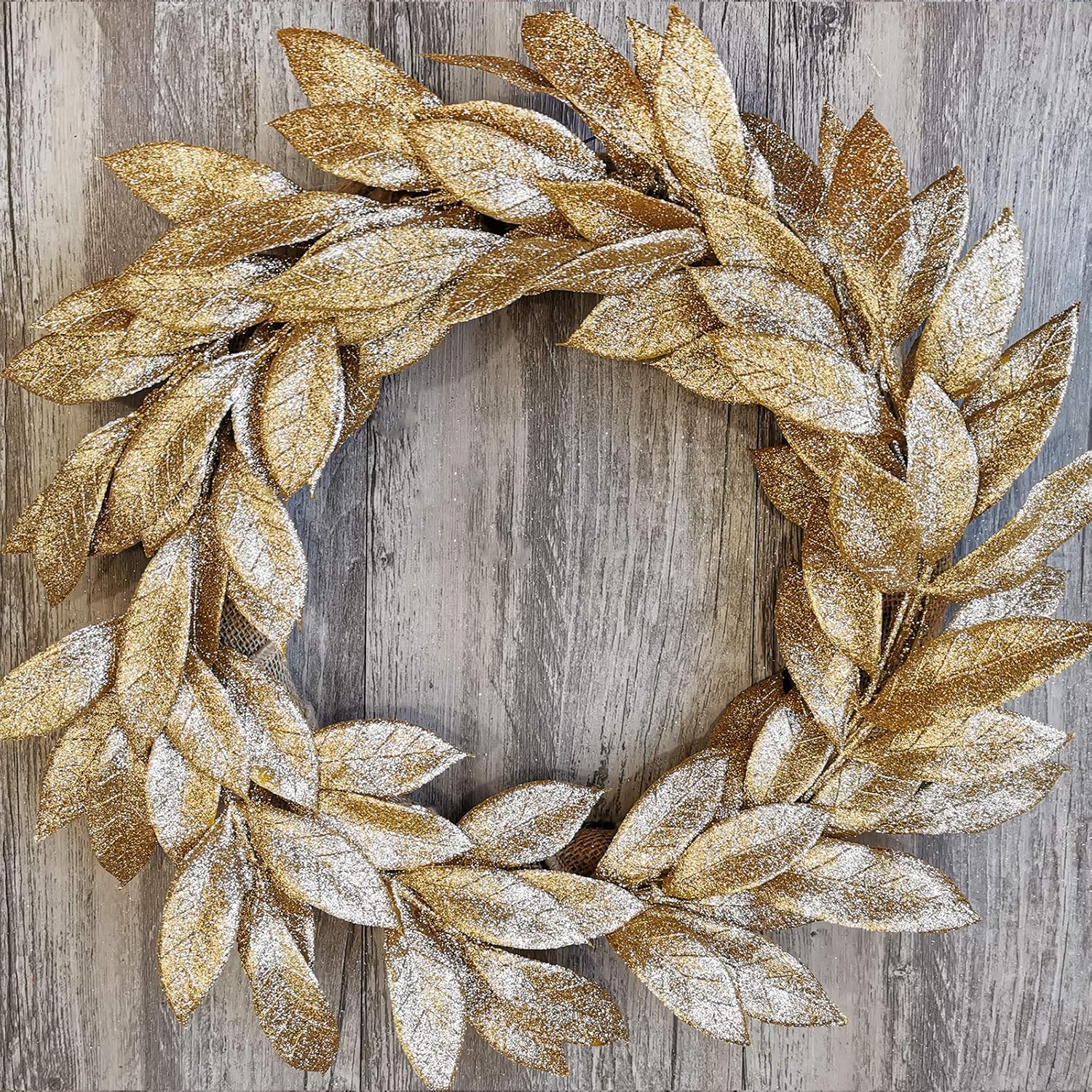20 Pieces Gold Glitter Artificial Leaf Spray Picks 12 Inch Tall