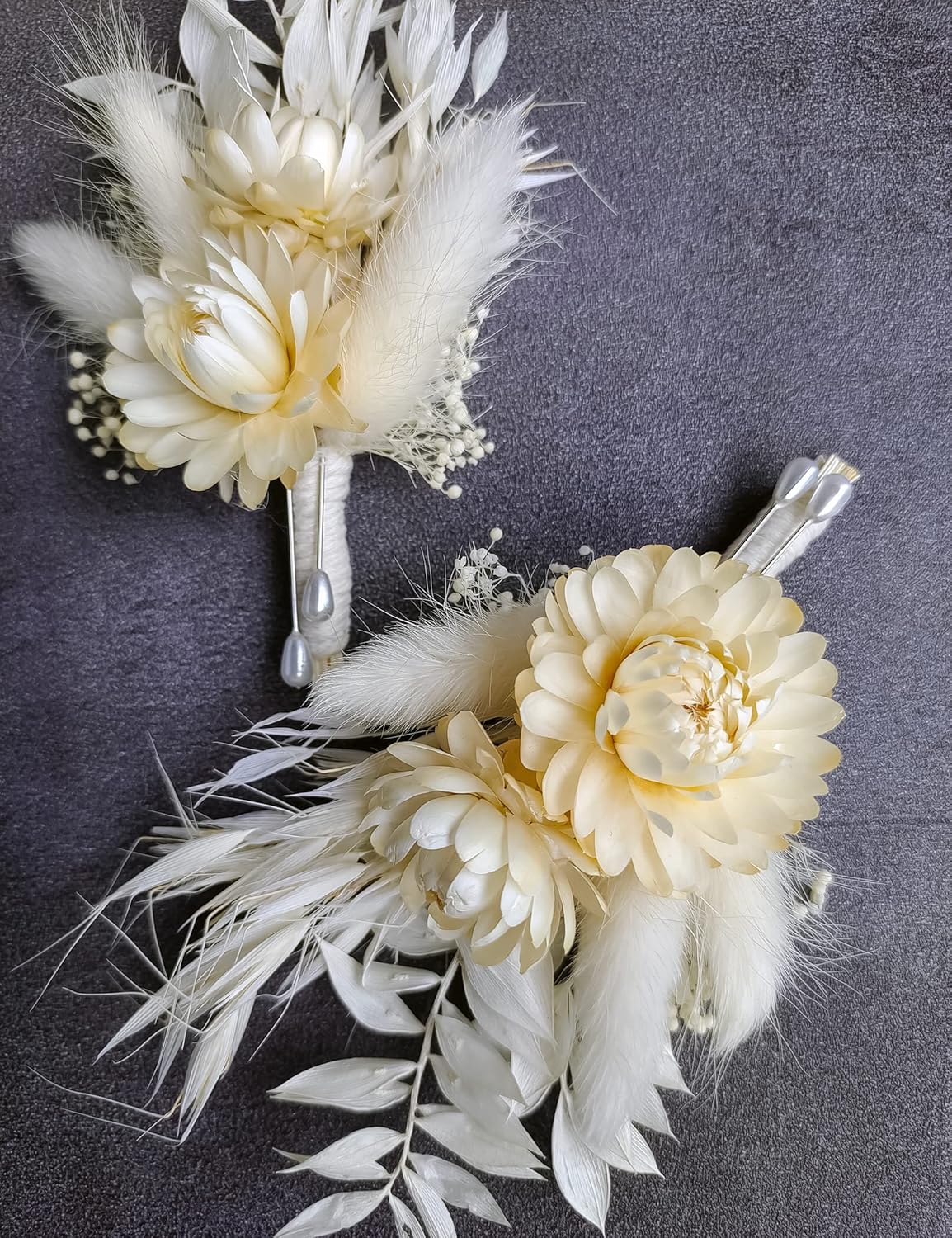 Dried Flowers Boutonniere Wedding 2 Piece Set for Groomsmen