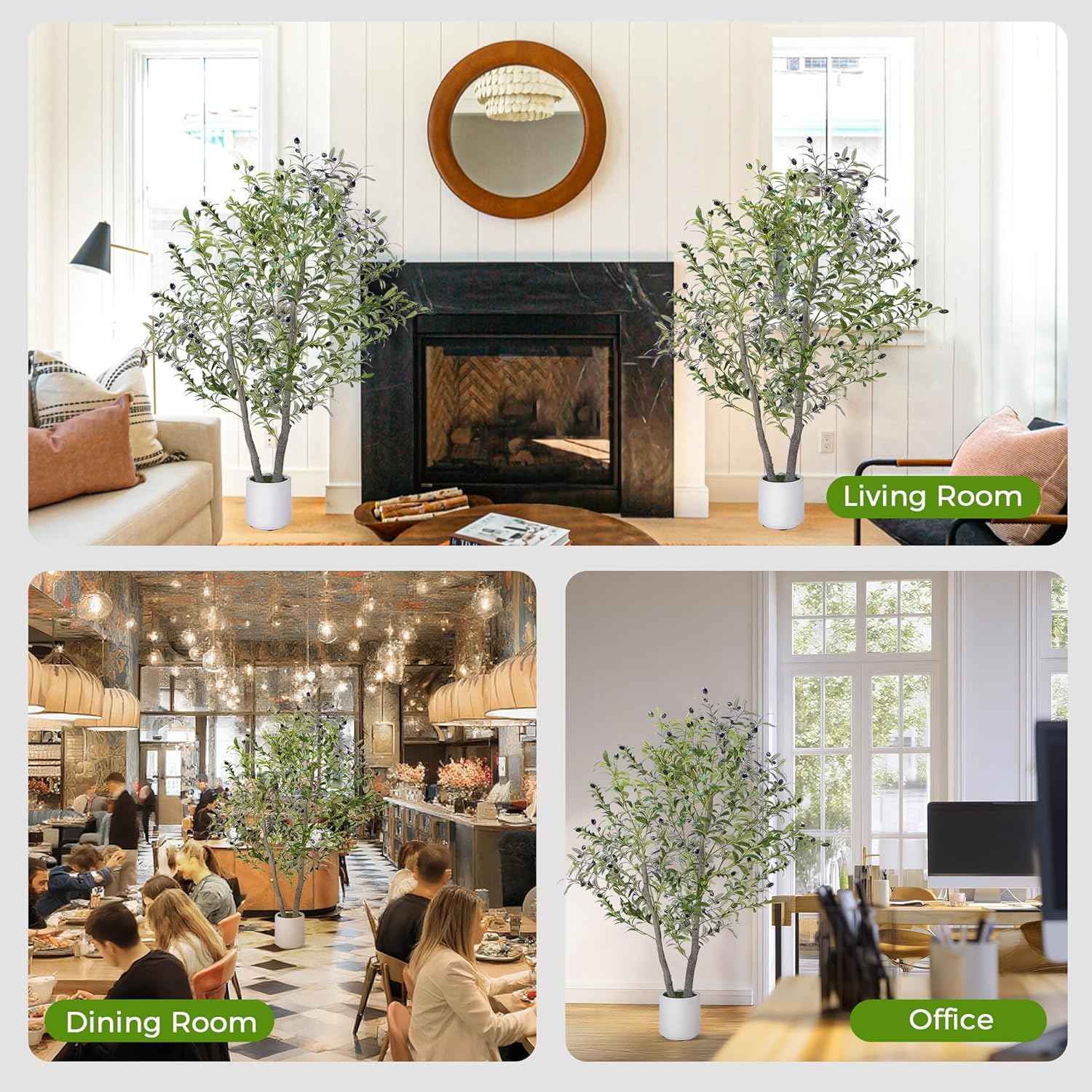 5FT Artificial Olive Tree with White Planter and Realistic Fruits