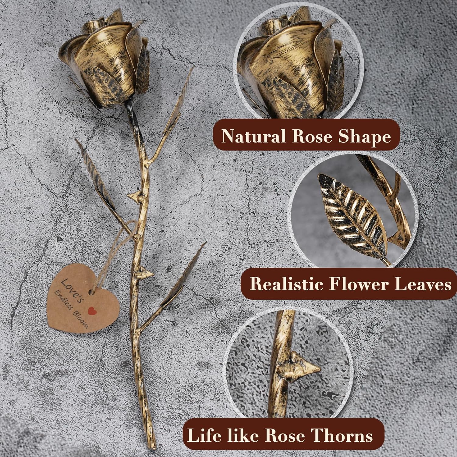 Bronze Rose Wedding Anniversary Gift for Her or Him