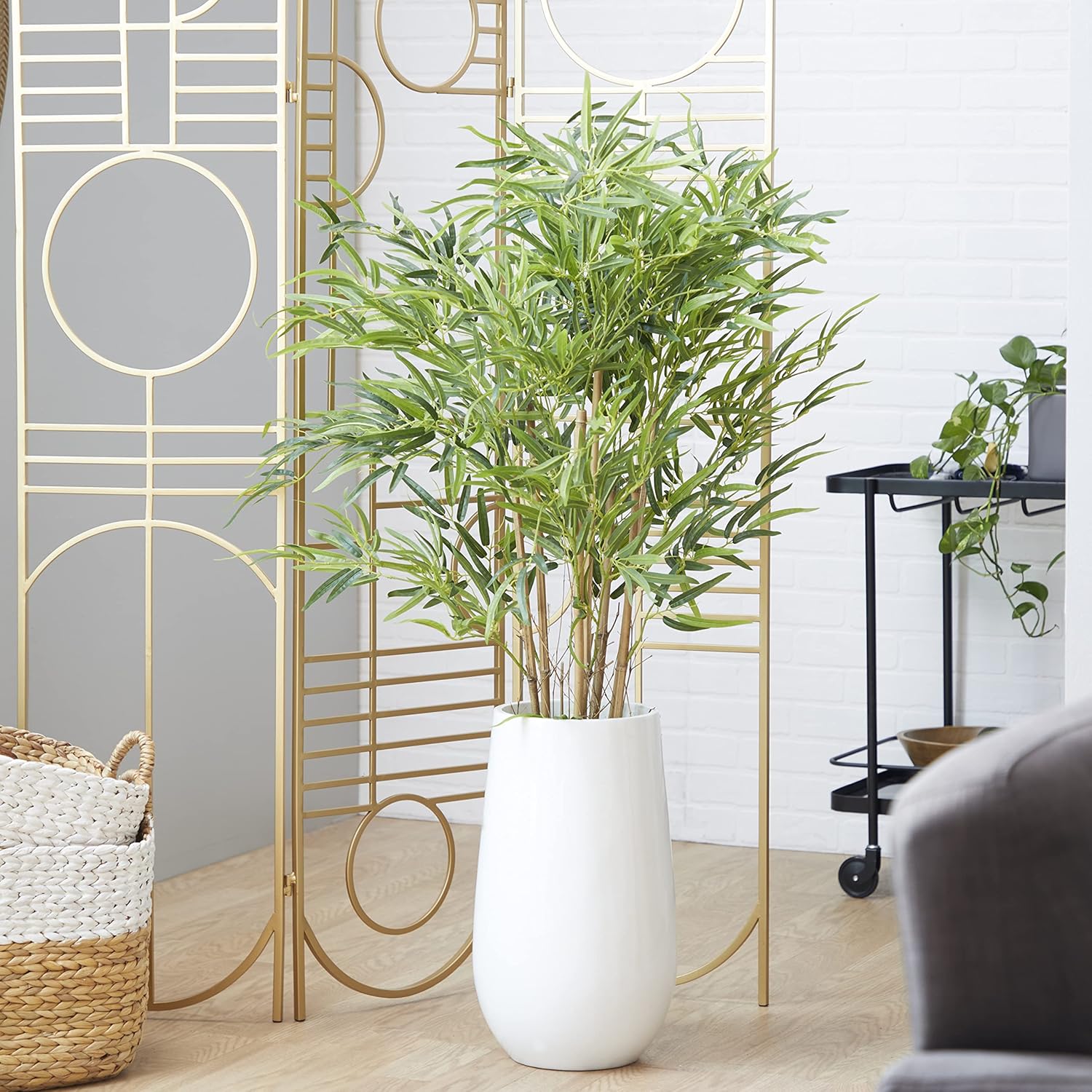 Deco 79 Artificial Bamboo Tree with Realistic Leaves and Fiberglass Pot