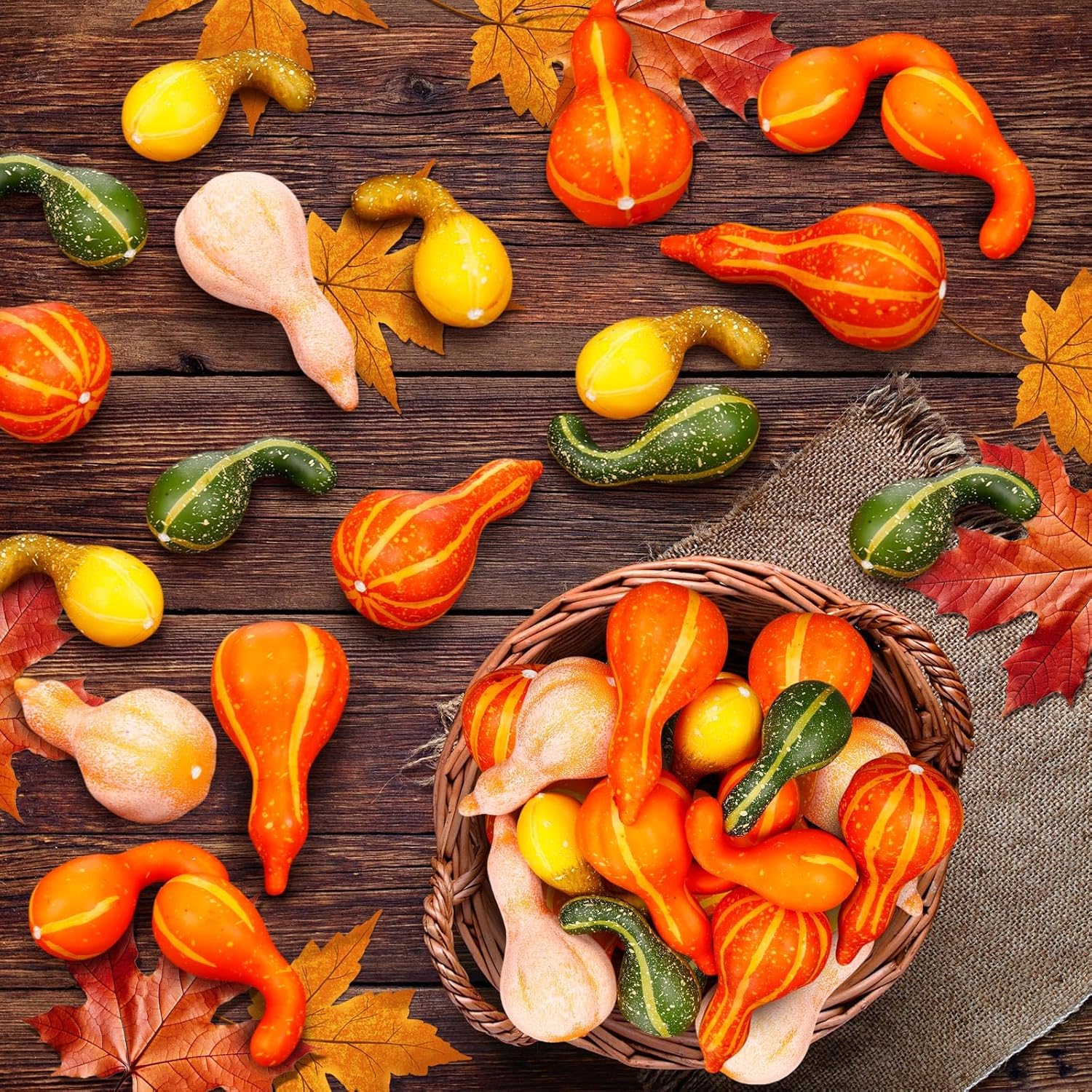 Geelin 24 Pcs Artificial Pumpkin Gourd Fall Decor Set