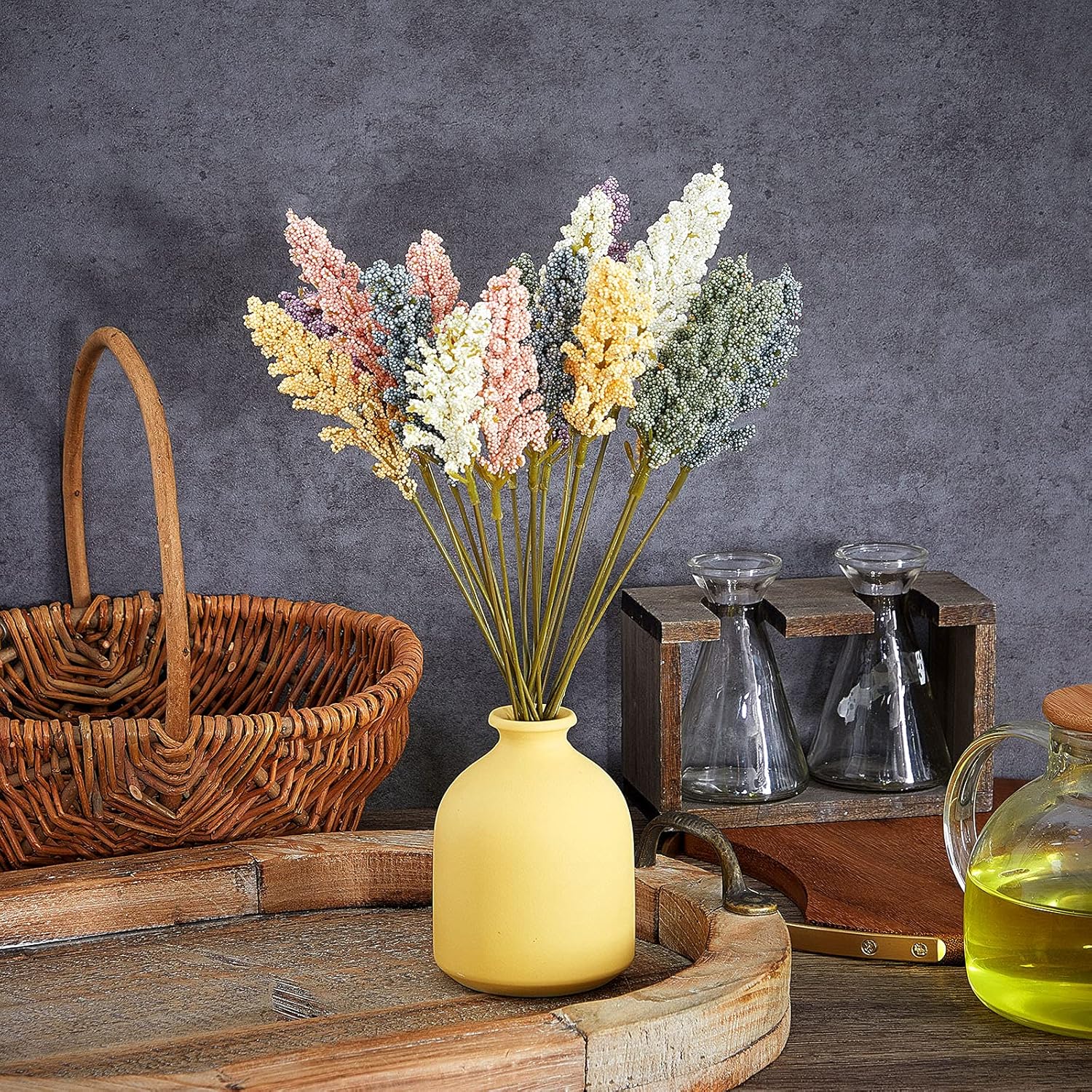 WILLBOND 24 Pcs Artificial Vanilla Flowers Pastel Foam Bouquet Decor